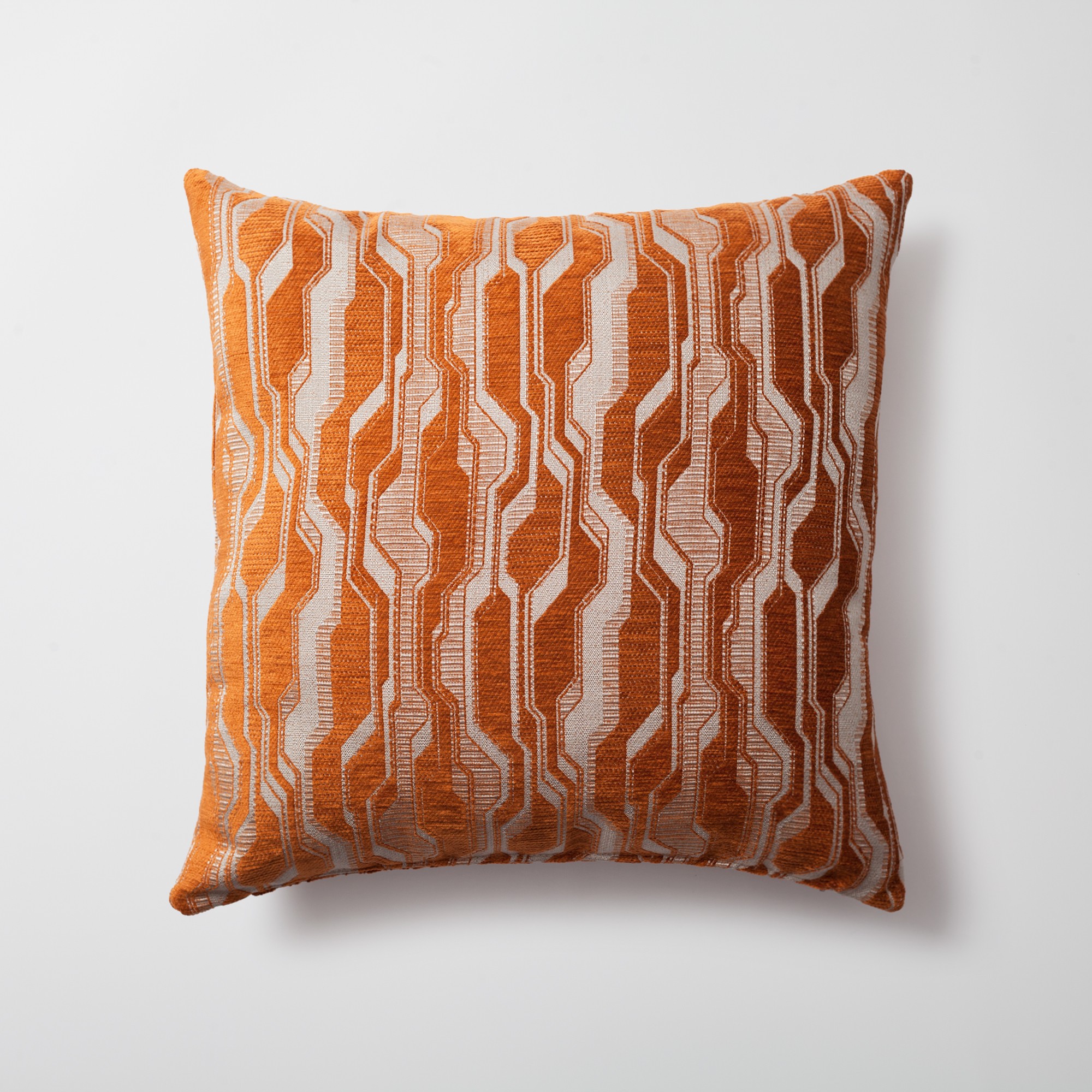 "Lebon" - Geometric Patterned 20x20 Inch Pillow - Orange (Cover Only)