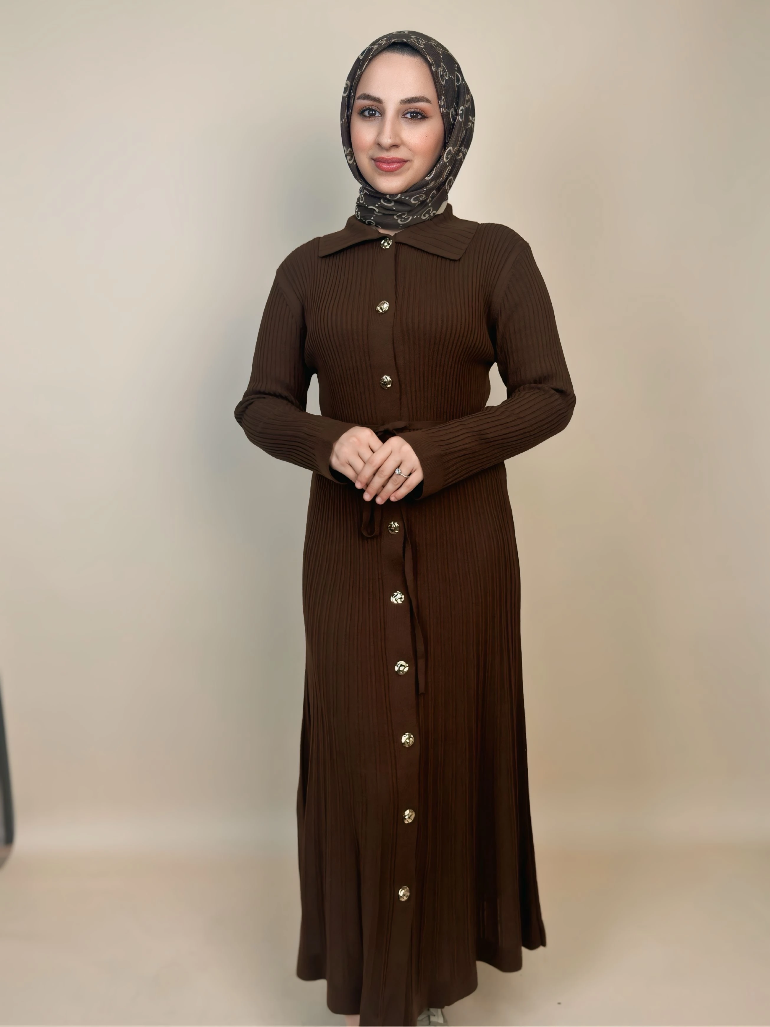 Viyena Model Fitilli Triko Elbise - kahverengi