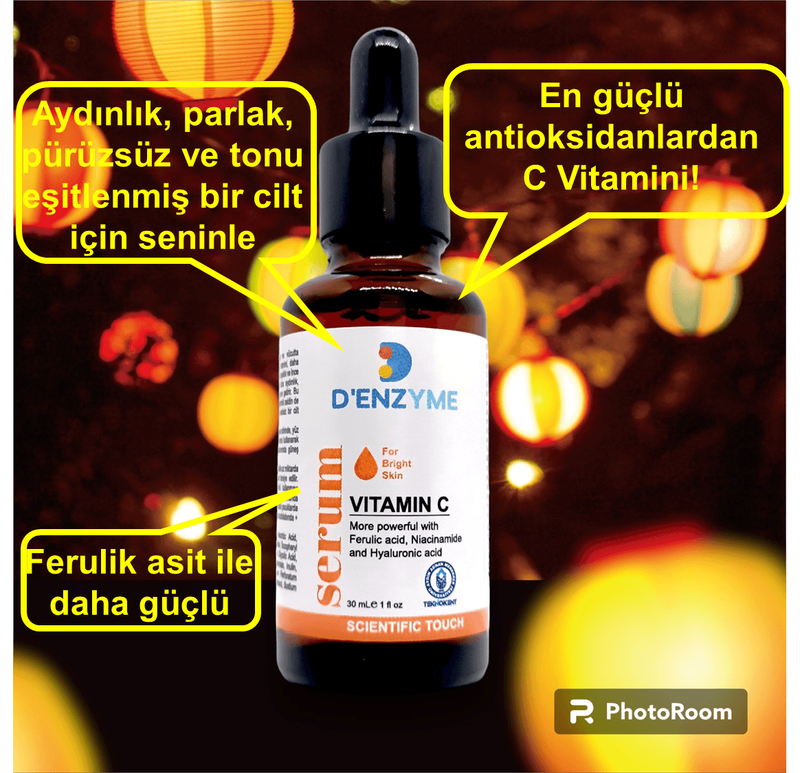 Vitamin C Aydınlatıcı Serum-(WITH FERULIC ACID, NIACINAMIDE and HYALURONIC ACID)