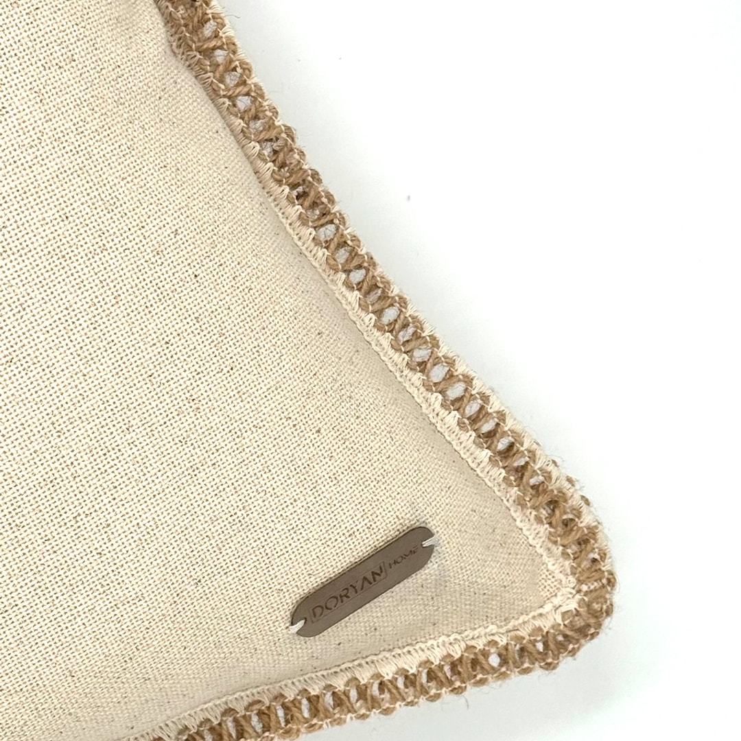 Romance Serie Crème Linnen Kussensloop met Jute Koord en Fisto Details 50x50cm (19,7x19x7inch)