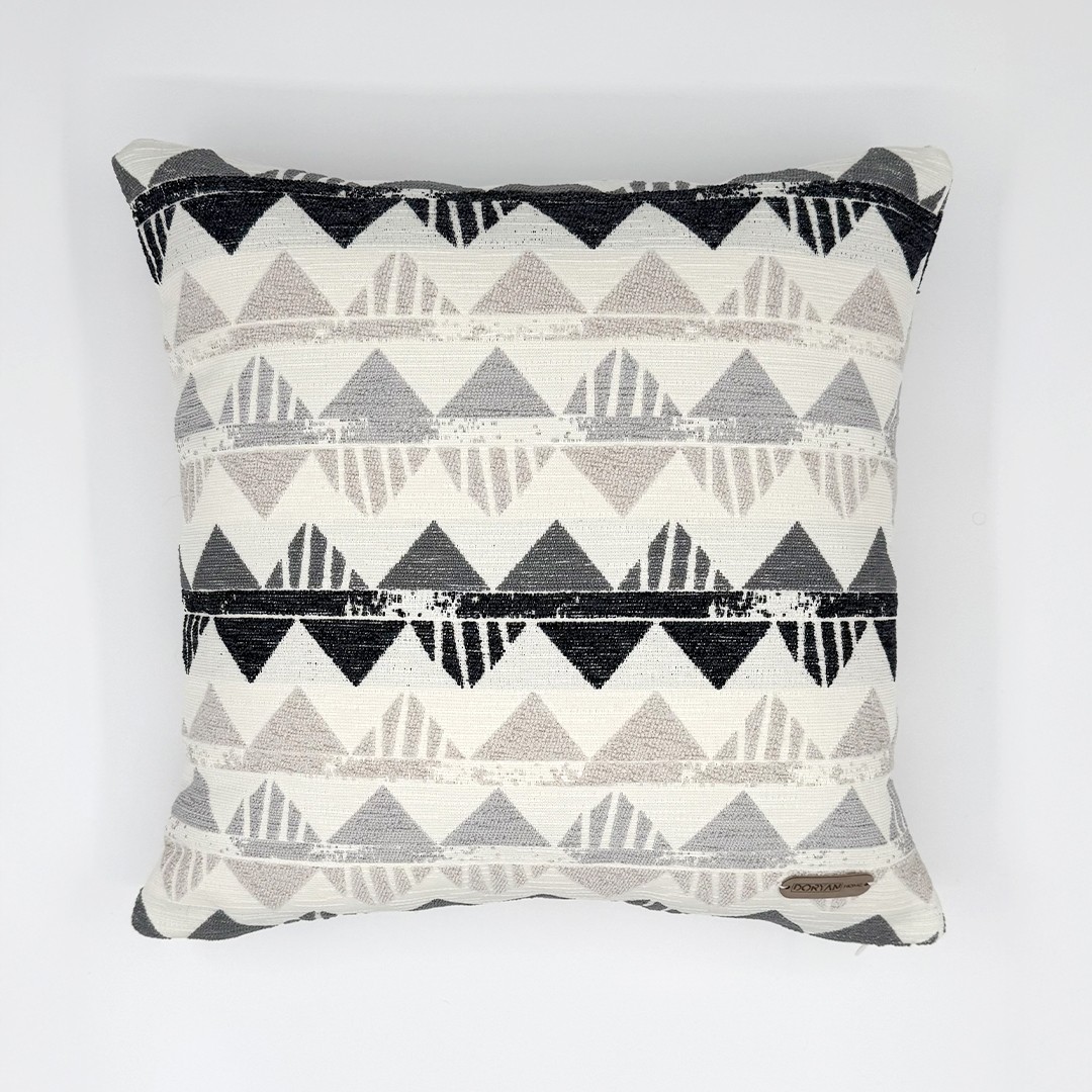 Oslo Geometrik Desenli Natural Kare Dekoratif Kırlent Kılıfı - Çok Renkli 45x45