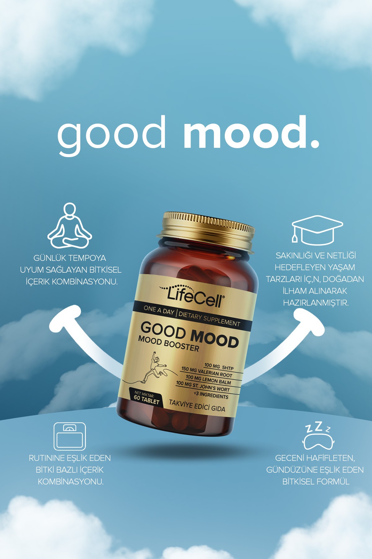 Good Mood Booster | Ruh Halinizi Dengeleyin! 5HTP ve Valerian İçeren Kompleks Takviye Edici Gıda