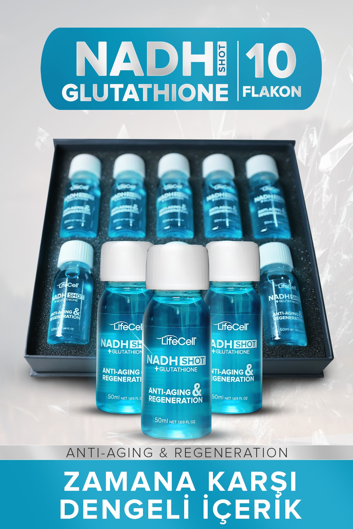 Nadh Shot + Glutathione ( Glutatyon ) Anti-Aging Takviye Edici Gıda 10 Shot