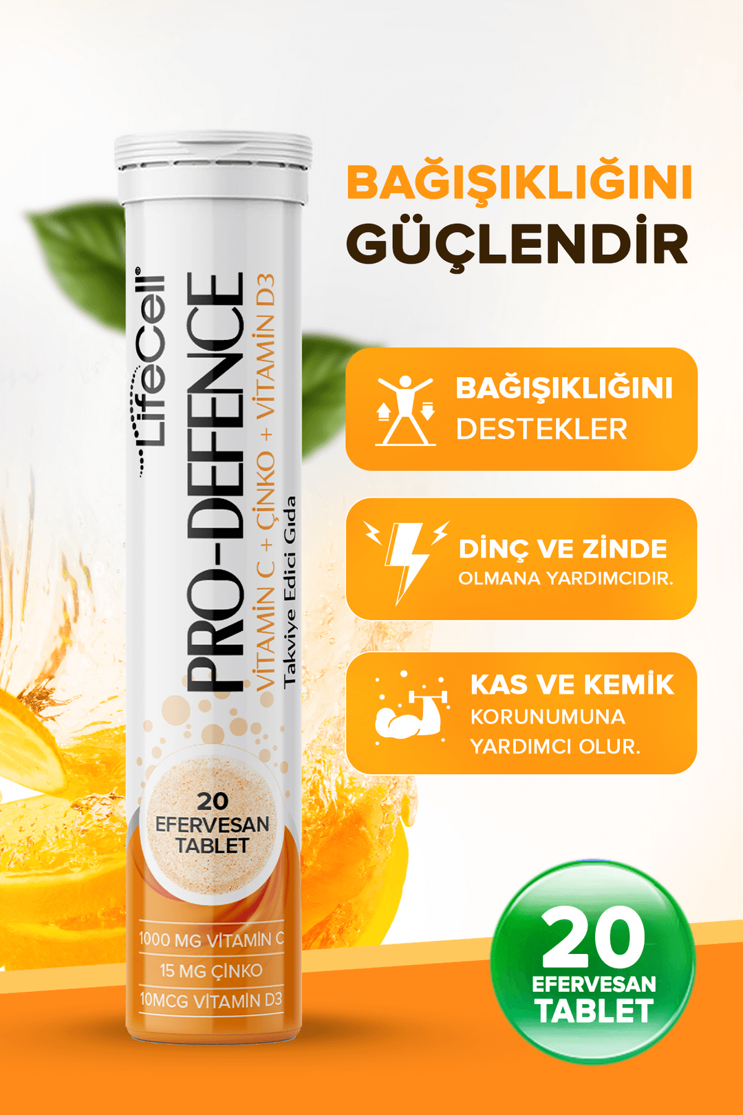 LİFE CELL Pro Defence ‐ Vitamin C+Çinko+Vitamin D3