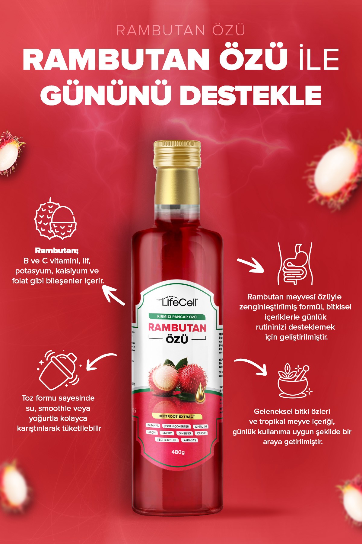 Rambutan Özü - Kırmızı Pancar Özü
