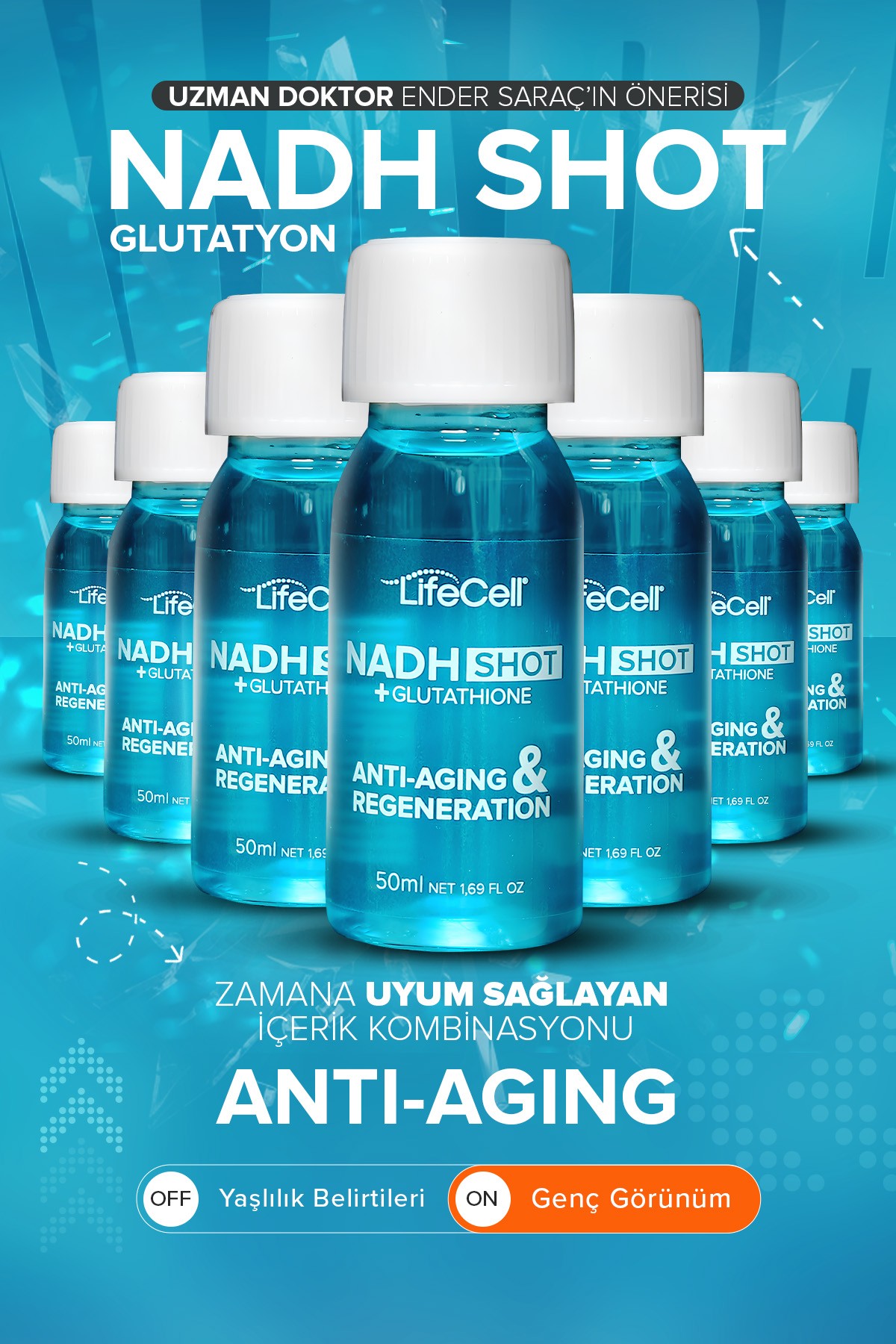Nadh Shot + Glutathione ( Glutatyon ) Anti-Aging Takviye Edici Gıda 10 Shot