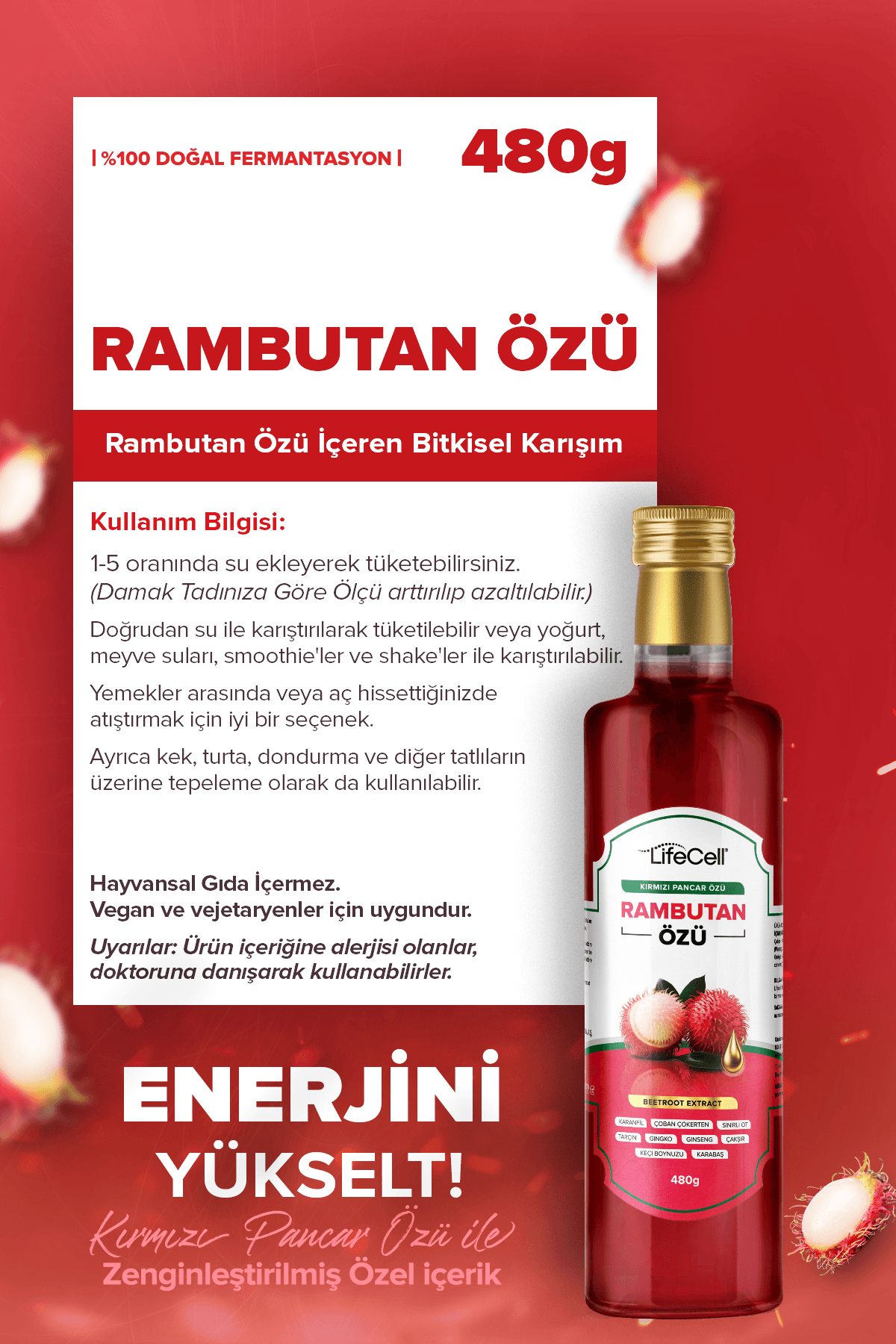 Rambutan Özü - Kırmızı Pancar Özü