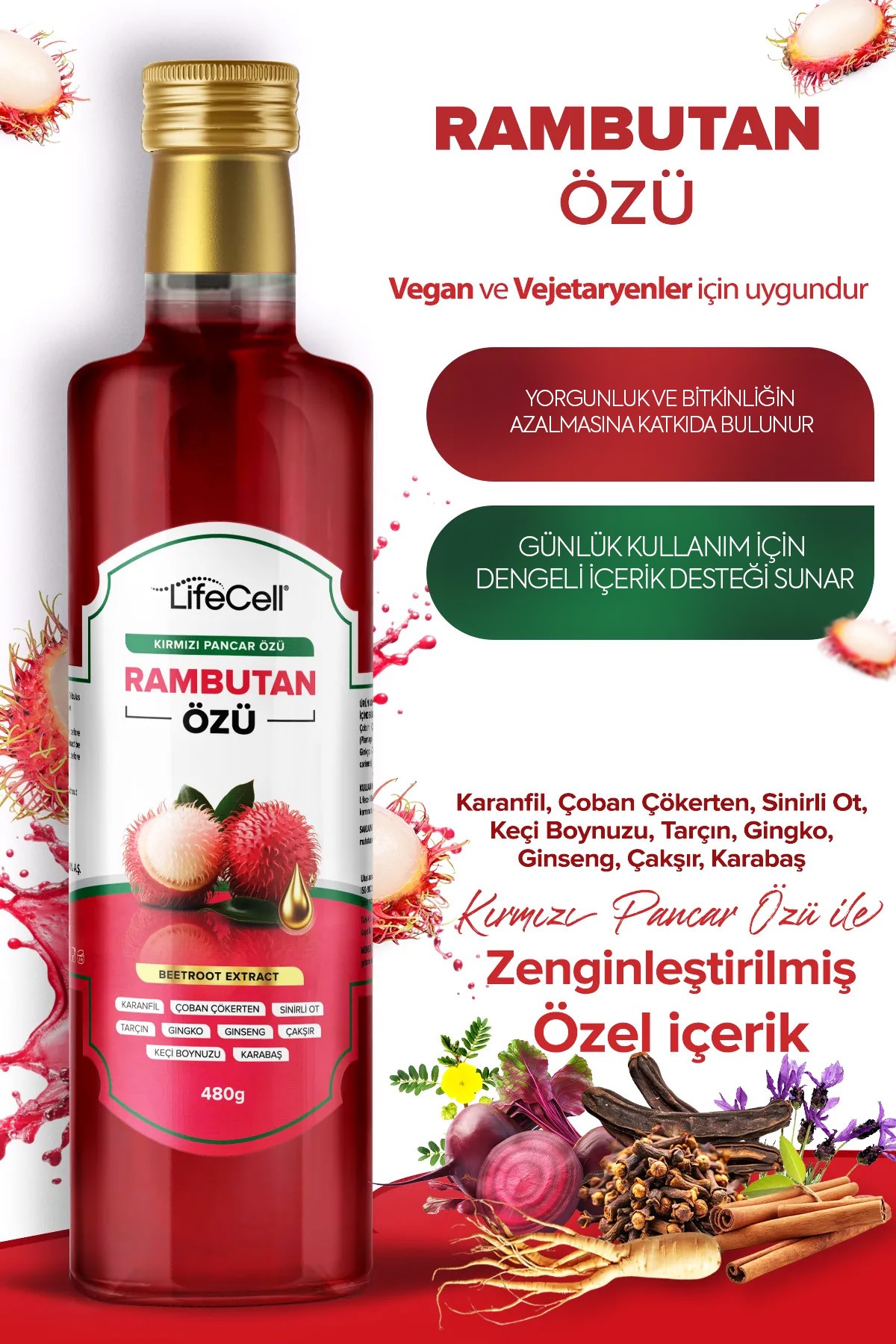 Rambutan Özü - Kırmızı Pancar Özü