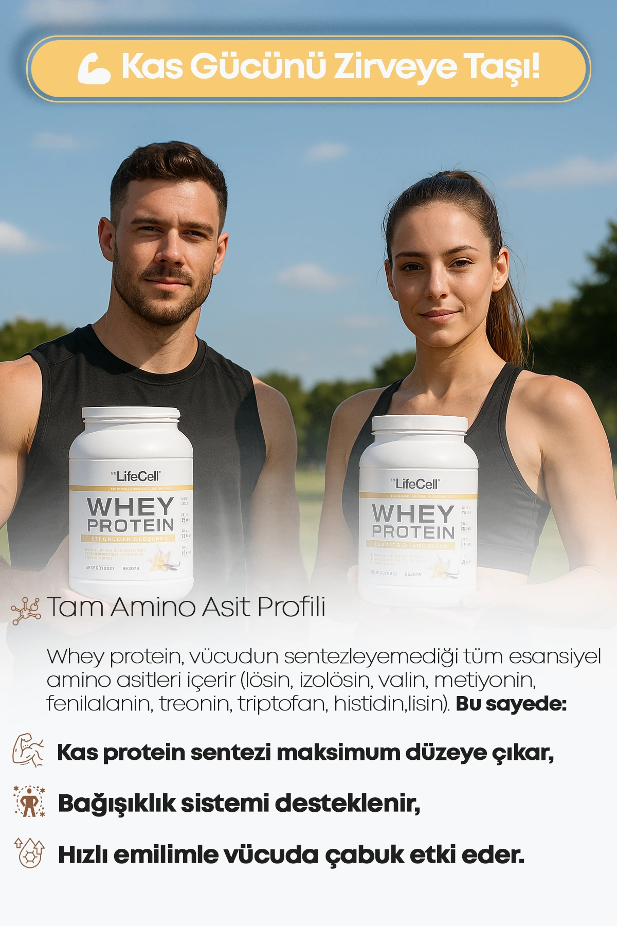 WHEY PROTEİN TOZU | VANİLYA AROMALI | 33 SERVİS - 1000g