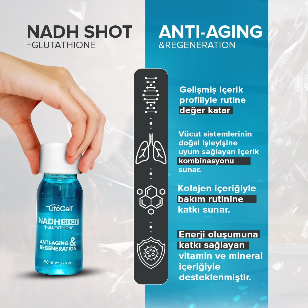 Nadh Shot + Glutathione ( Glutatyon ) Anti-Aging Takviye Edici Gıda 10 Shot