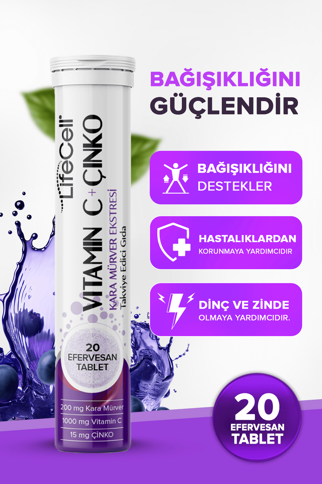 LİFE CELL Vitamin C+ Karamürver+Çinko