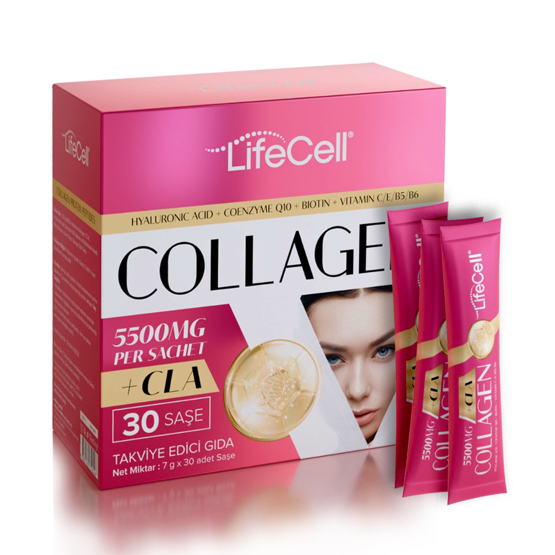 COLLAGEN CLA Hyaluronic Acid+Coenzyme Q10 İçeren Takviye Edici Gıda 30 Saşe