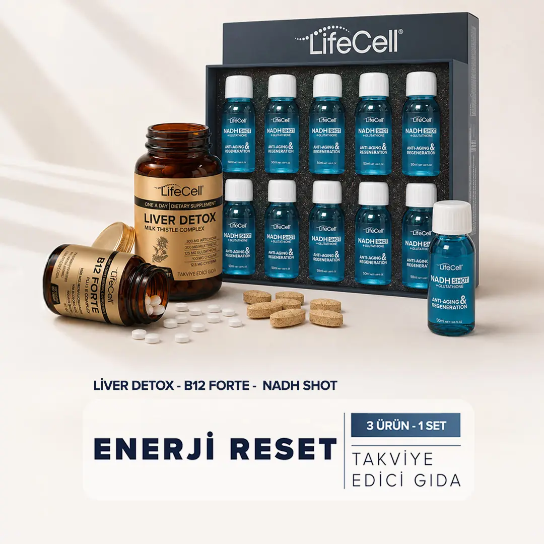 ENERJİ RESET SET Liver Detox B12 Forte Nadh Shot Glutatyon 3'lü Set