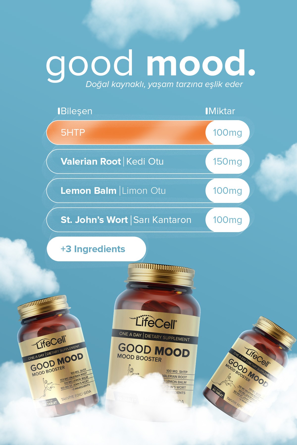Good Mood Booster | Ruh Halinizi Dengeleyin! 5HTP ve Valerian İçeren Kompleks Takviye Edici Gıda