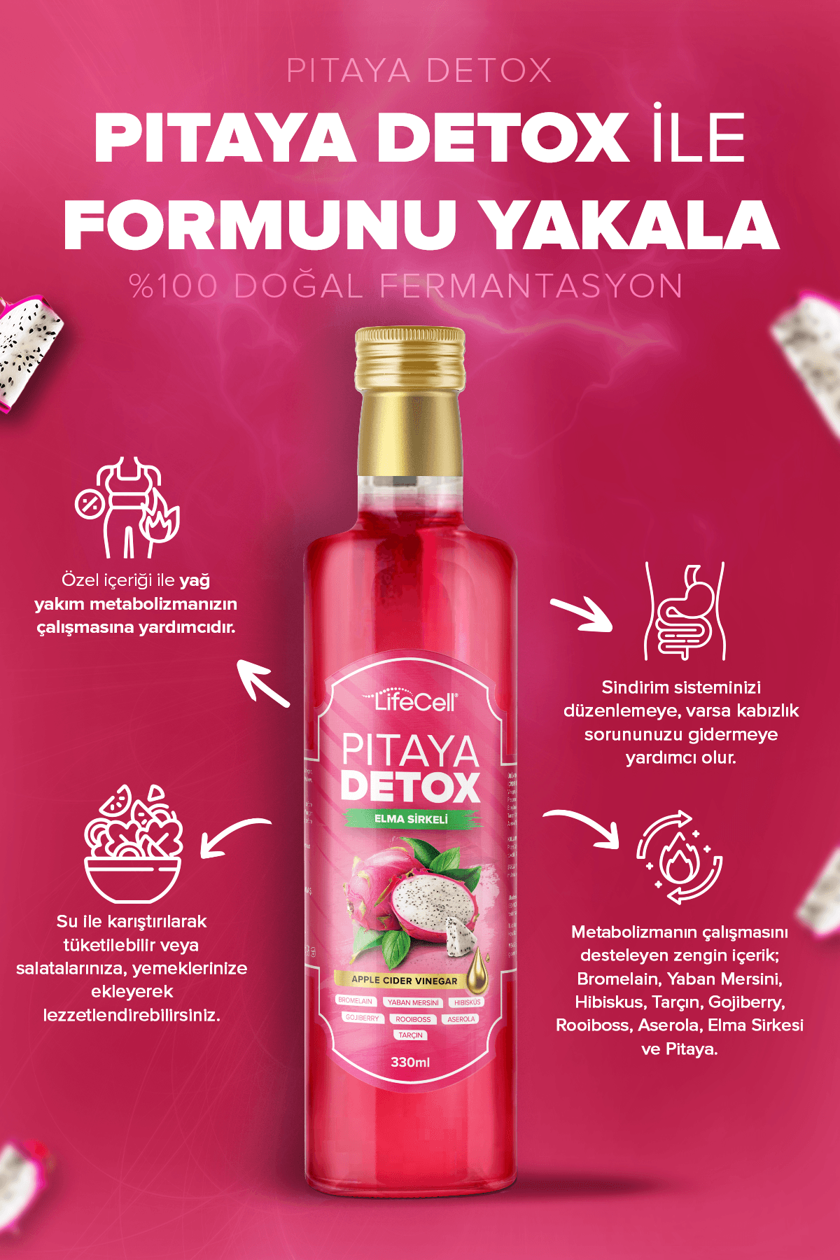 Pitaya Detox - Elma Sirkeli Doğal Fermantasyon