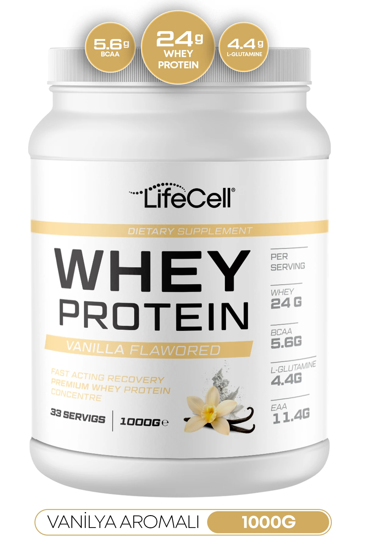 WHEY PROTEİN TOZU | VANİLYA AROMALI | 33 SERVİS - 1000g