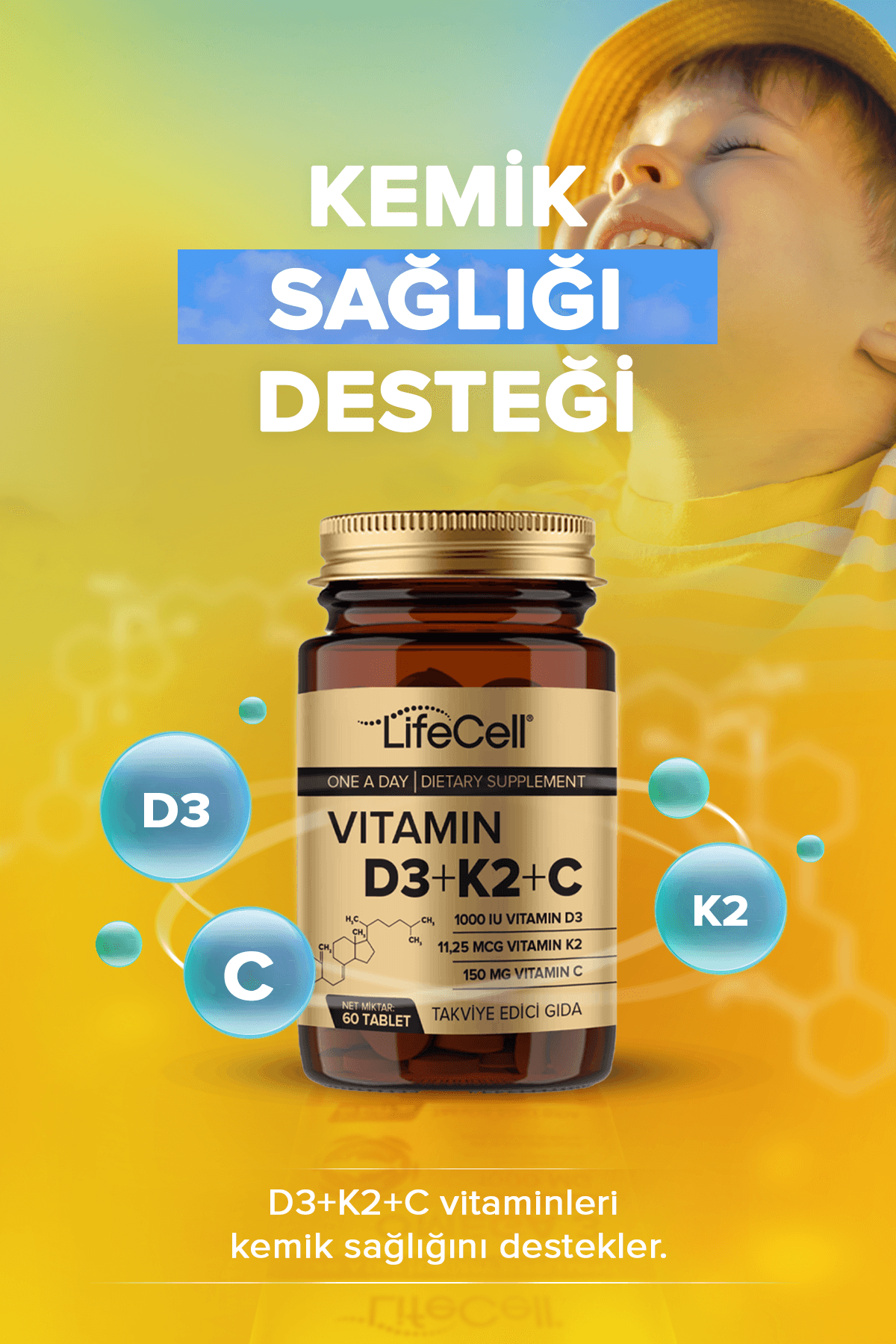 Vitamin D3 + K2 + C