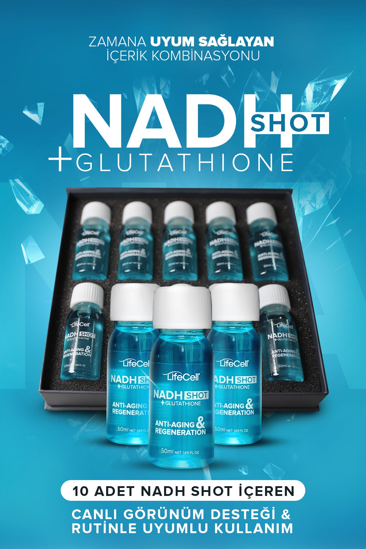Nadh Shot + Glutathione ( Glutatyon ) Anti-Aging Takviye Edici Gıda 10 Shot