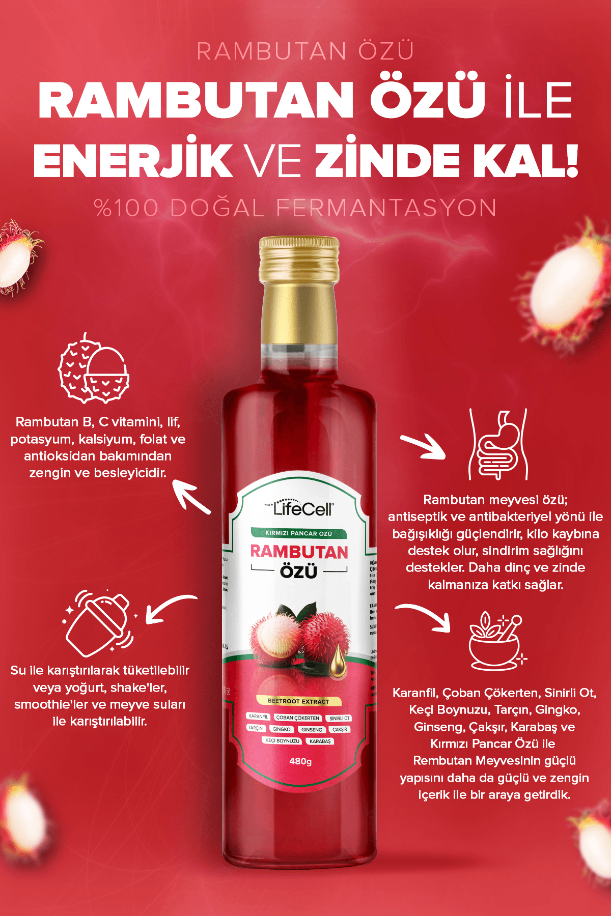 Rambutan Özü - Kırmızı Pancar Özü