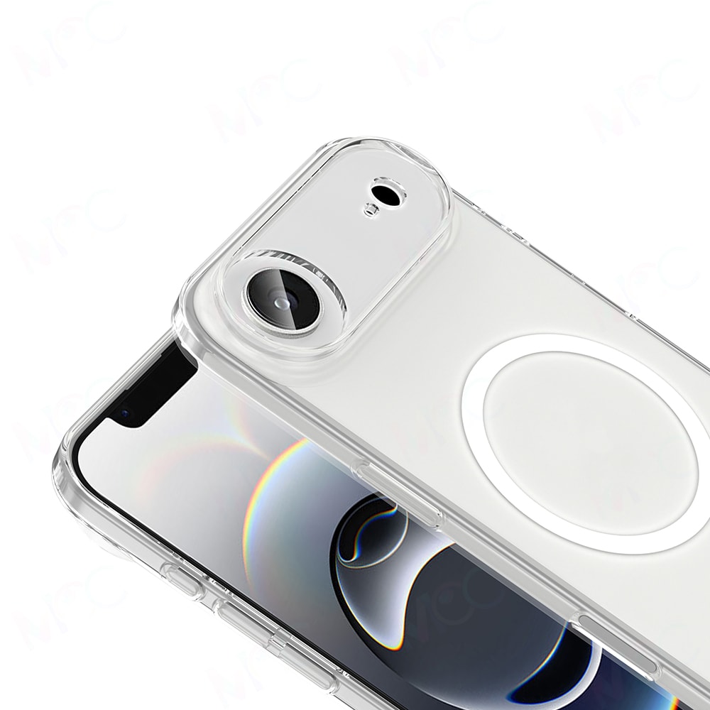 Apple iPhone 17 Air Kılıf Zore M-safe Şarj Özellikli Şeffaf Kamera Çerçeveli Porto Kapak