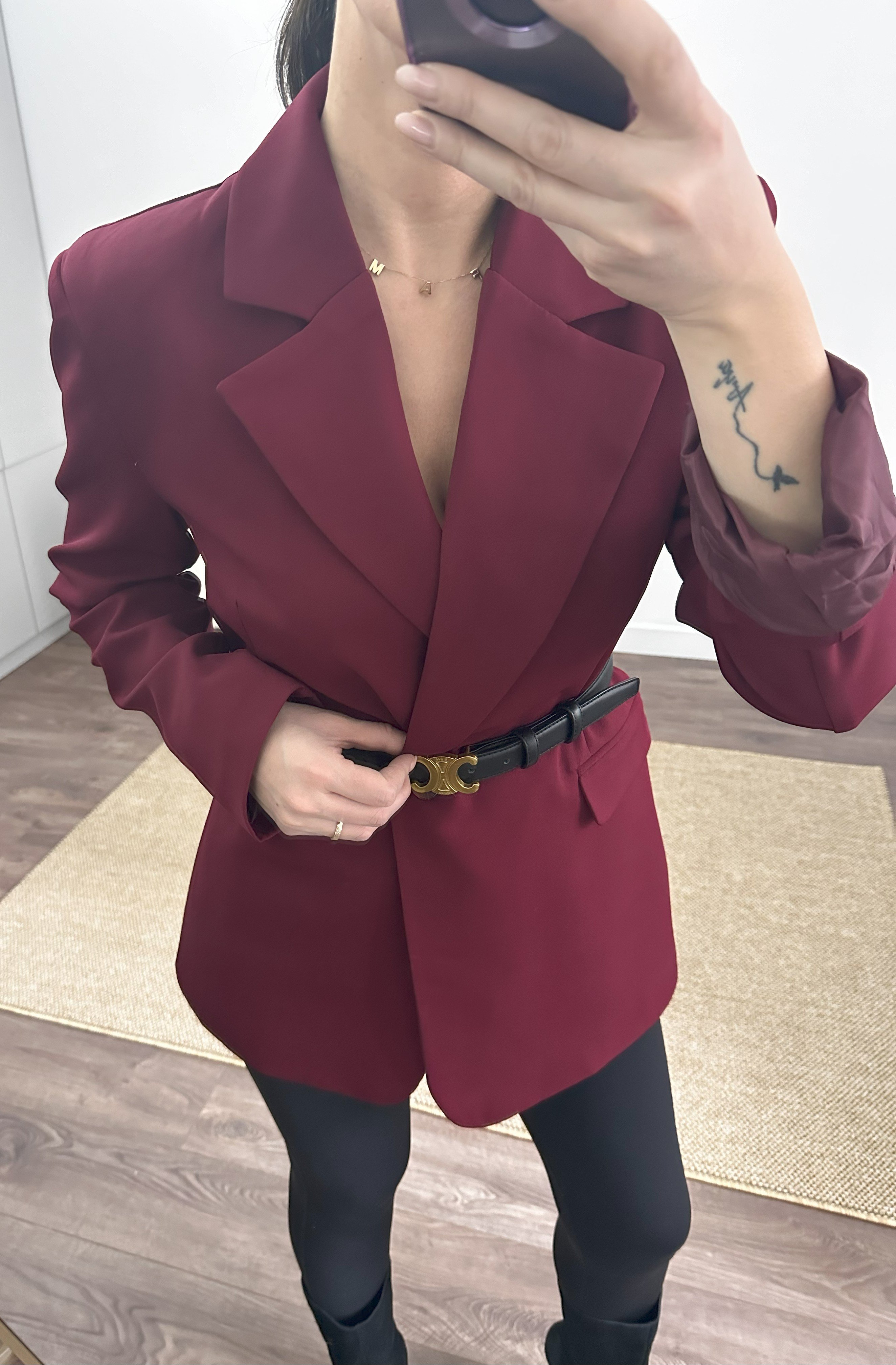 Premium Kumaş Bordo Blazer Ceket