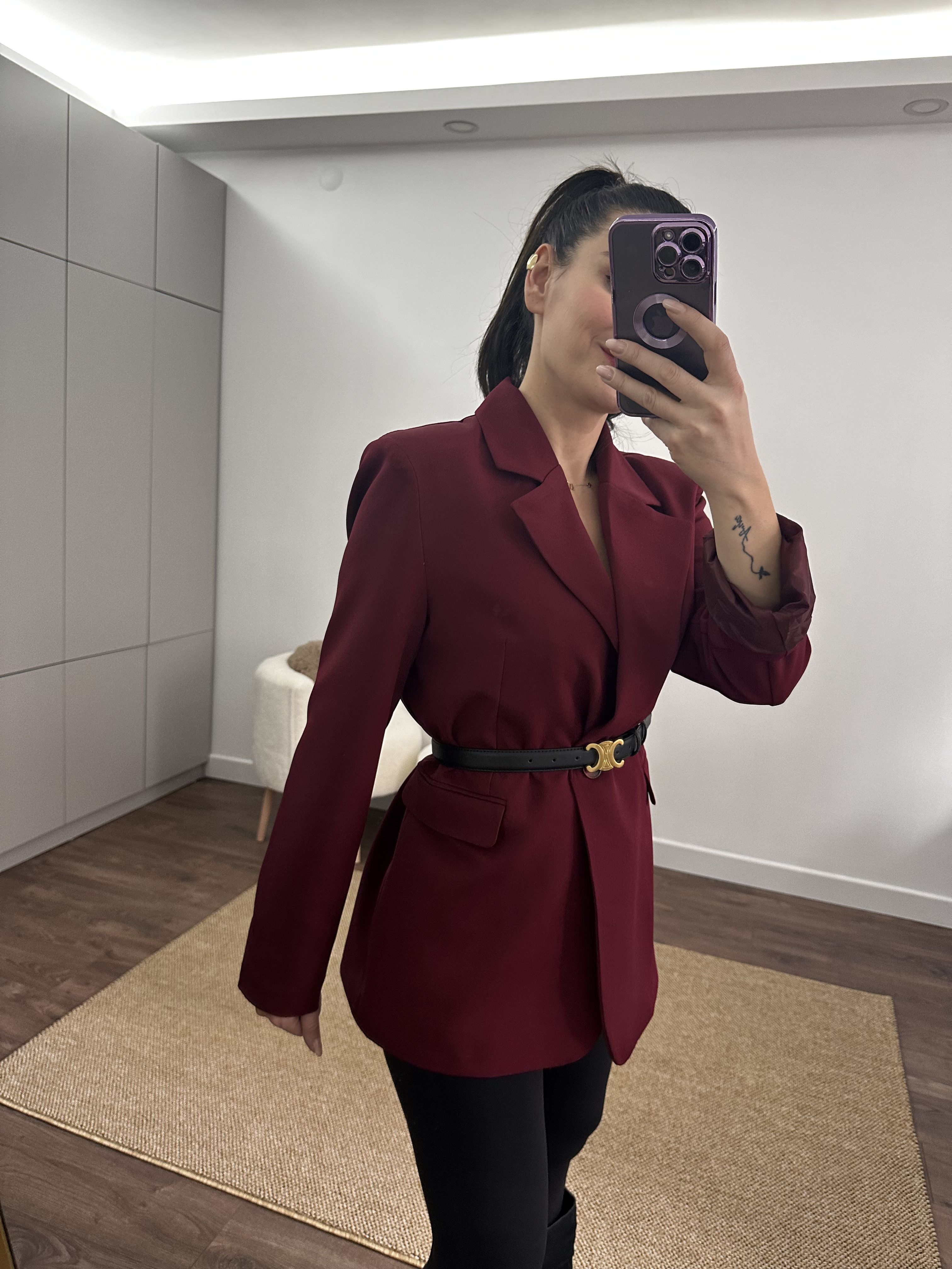 Premium Kumaş Bordo Blazer Ceket