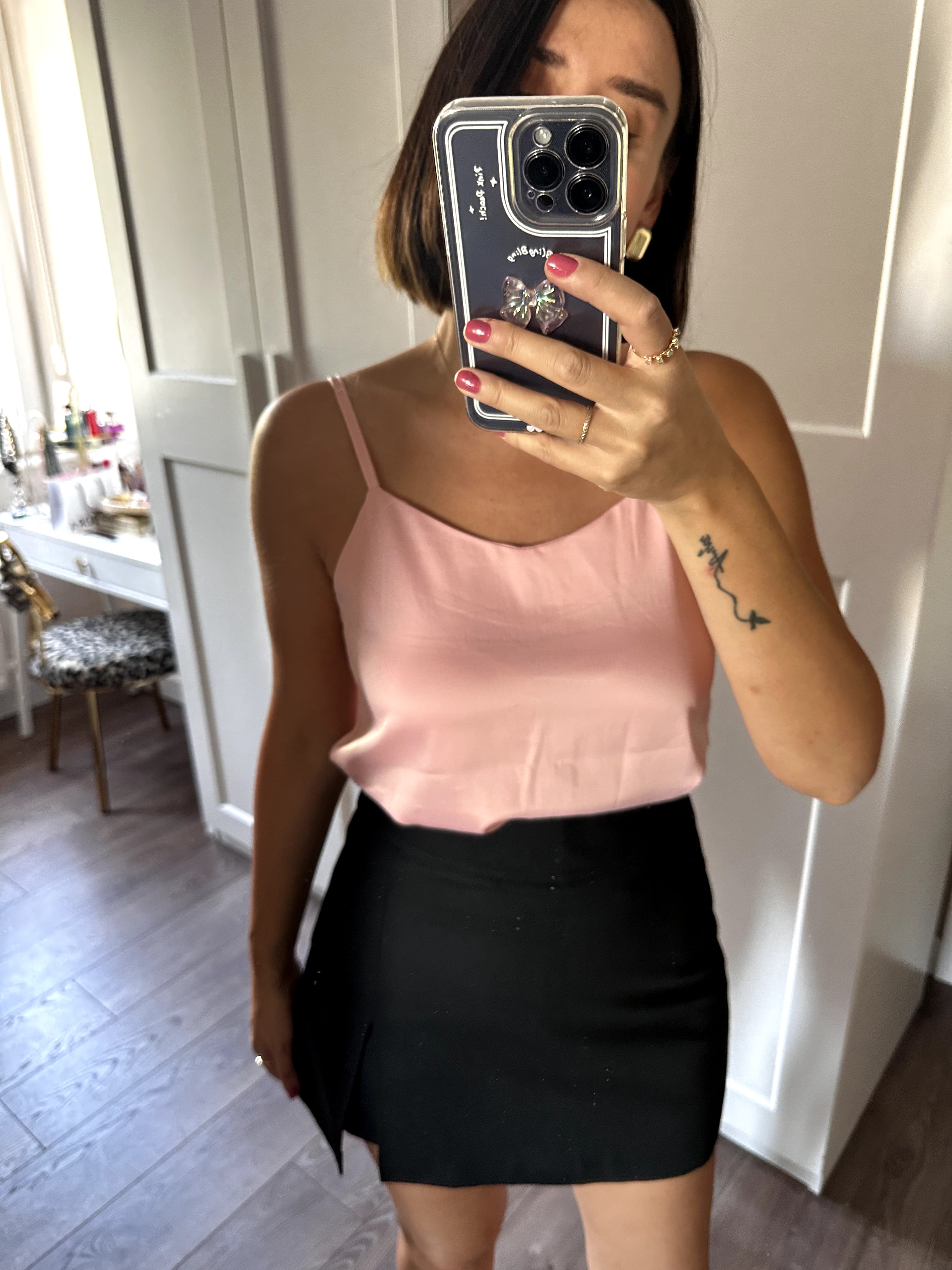 ORJ MARKA ASKILI SATEN BLUZ - Pembe