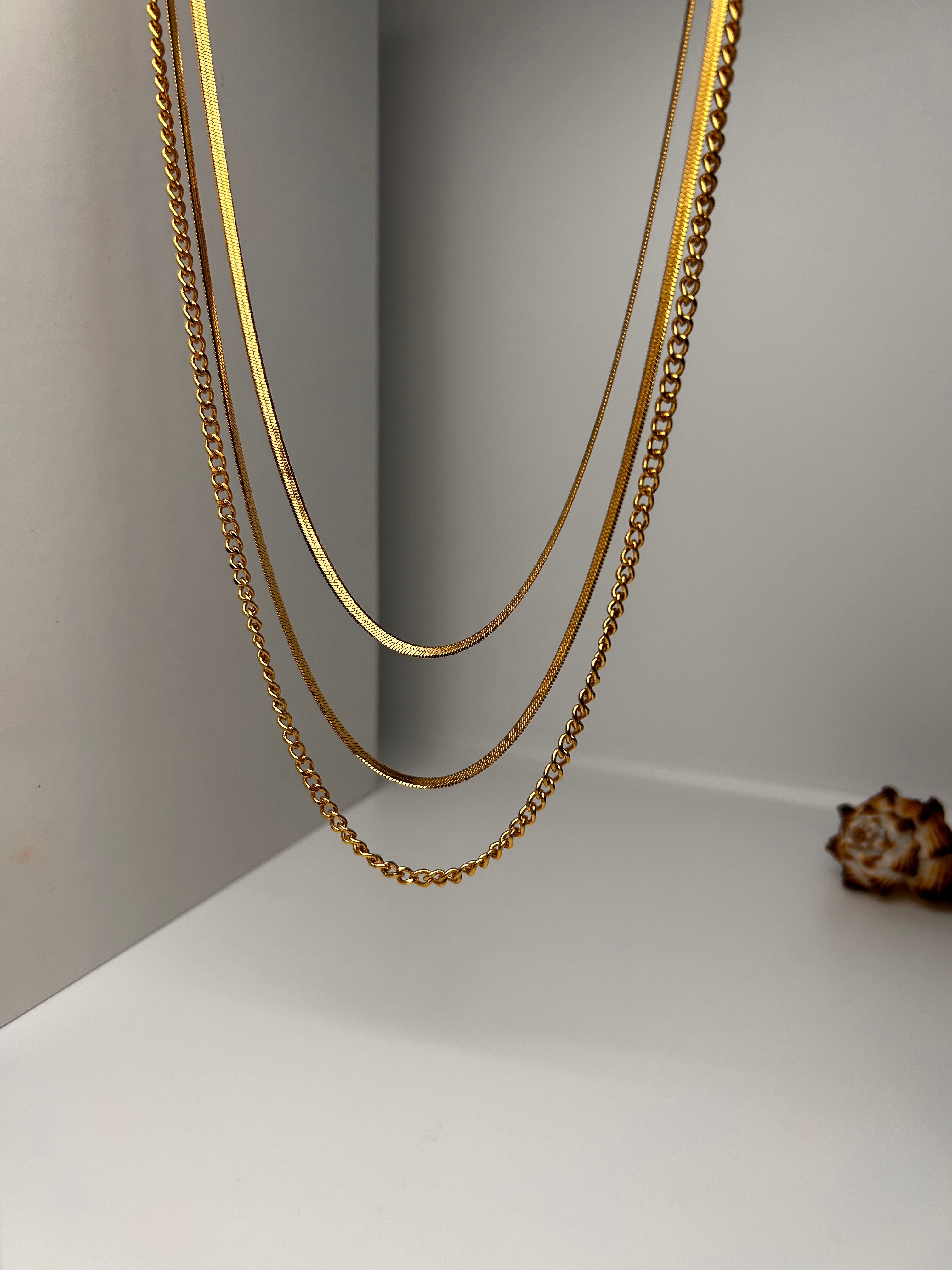ATA İtalyan Ezmeli Zincirli Kolye Gold Design