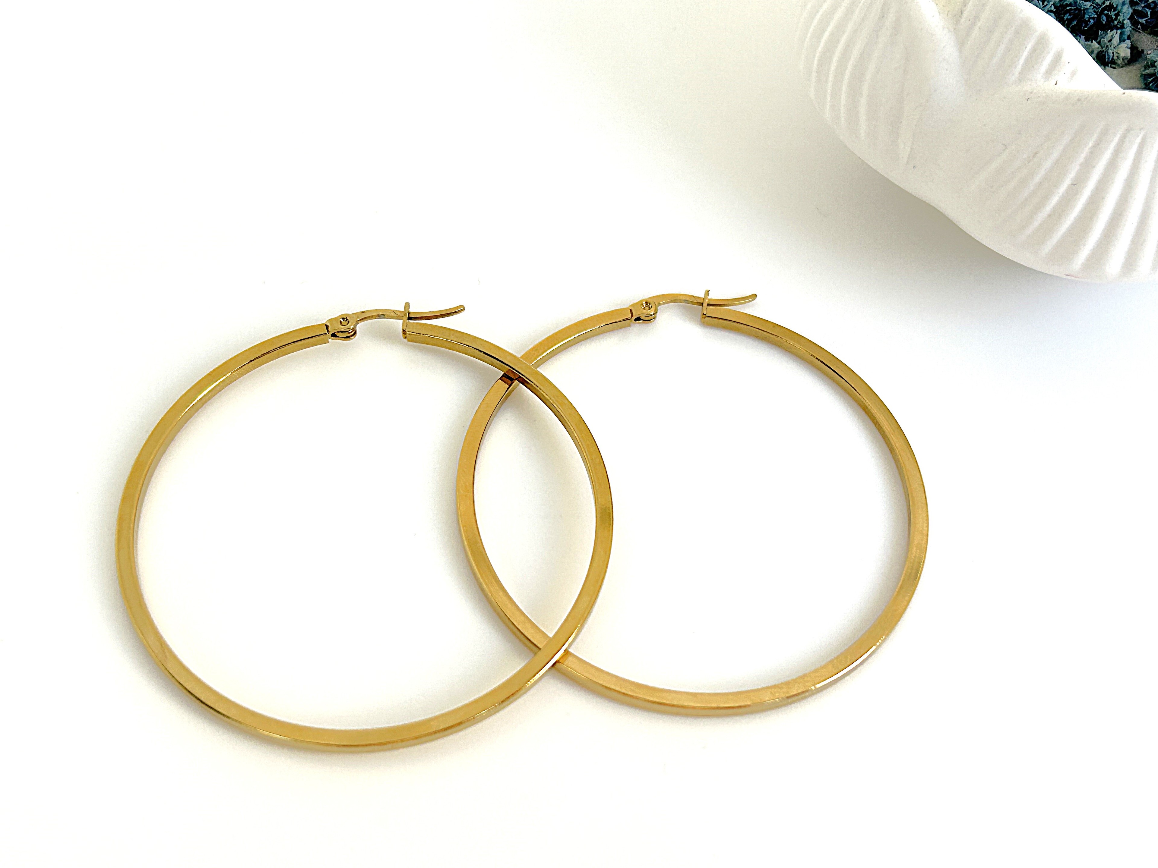 ATA 50mm Halka Çelik Küpe Gold&Silver Design