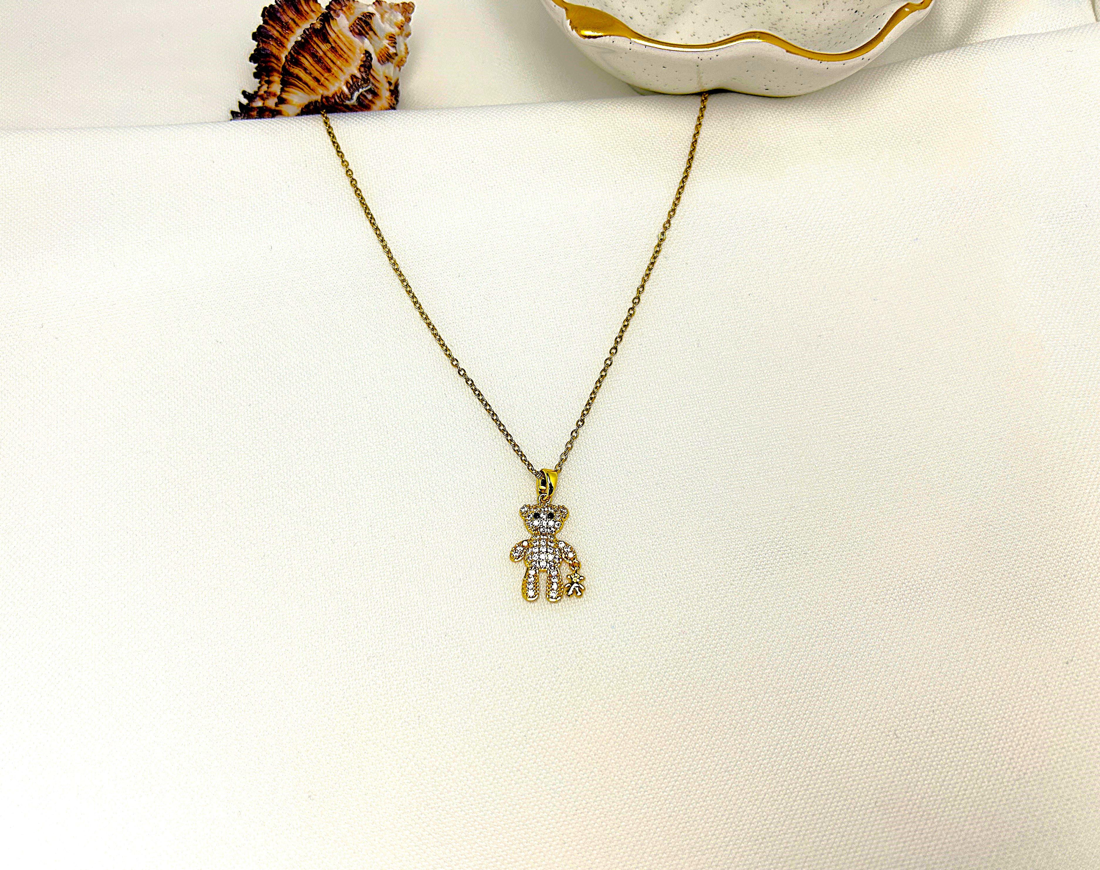 ATA Ayıcıklı Taşlı Kolye Gold Design