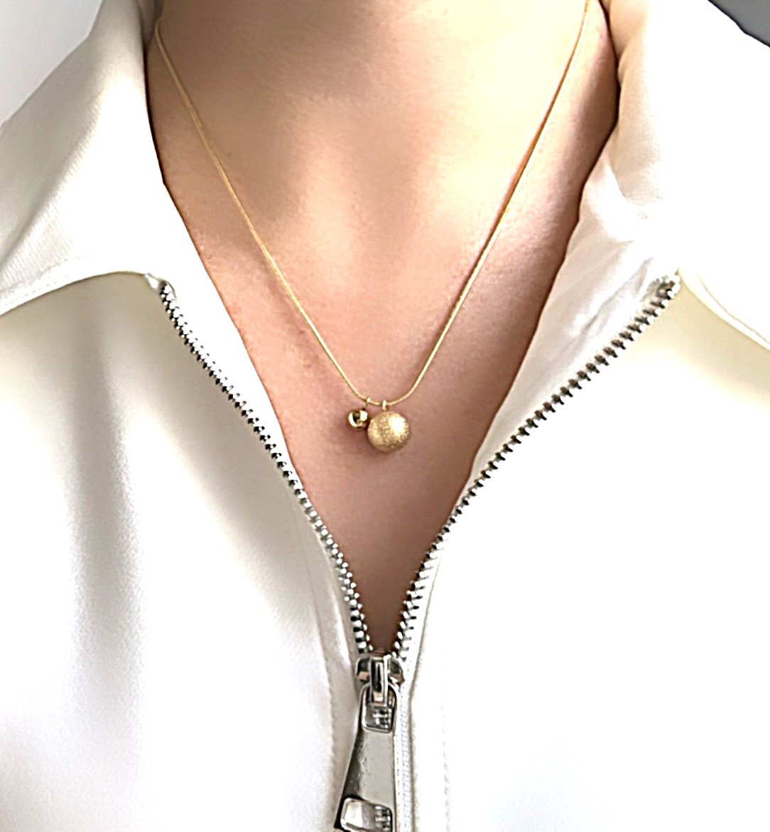 ATA İki Topçuklu Çelik Kolye Gold&Rose Design