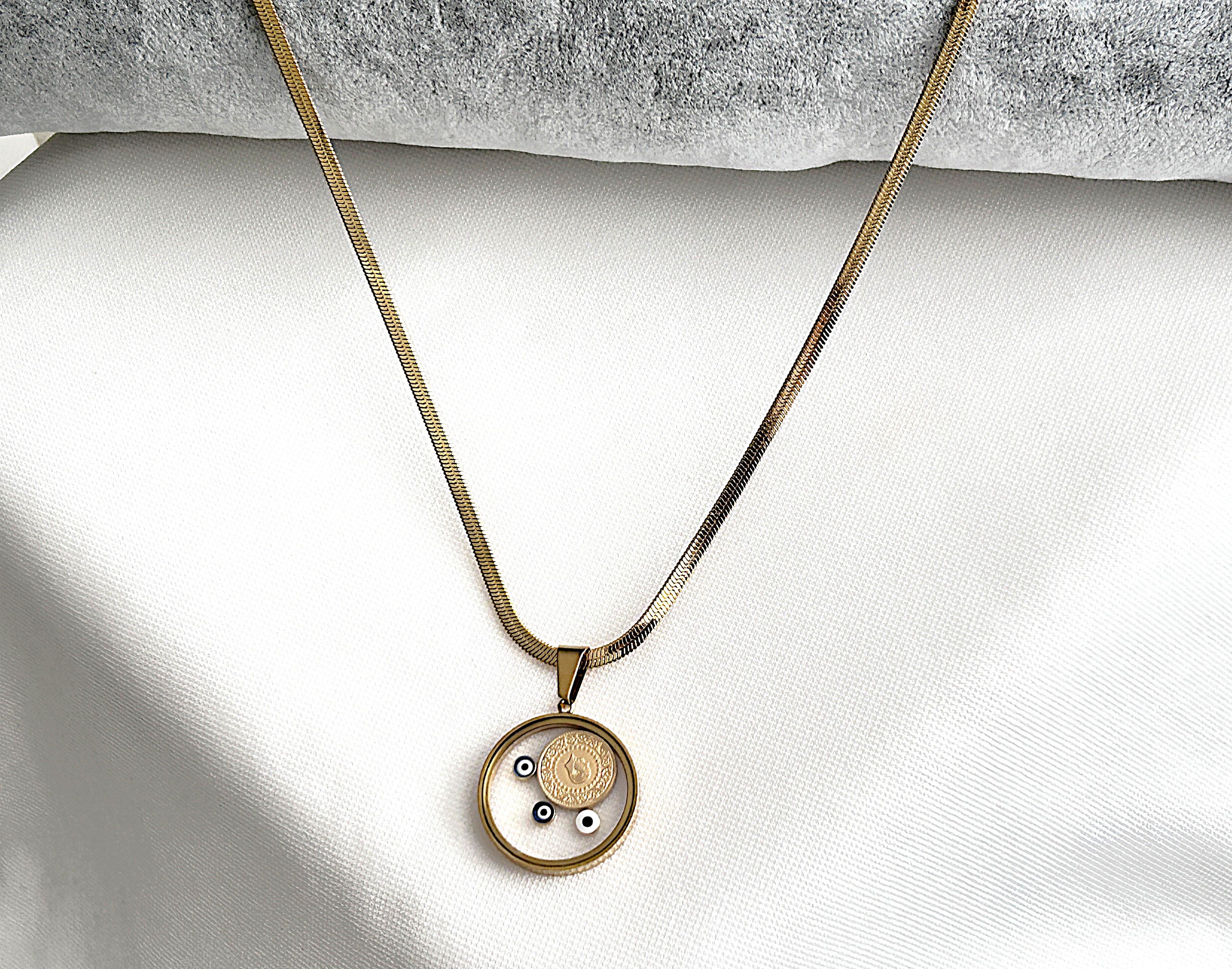 ATA Çeyrekli Faunus Çelik Kolye Gold Design