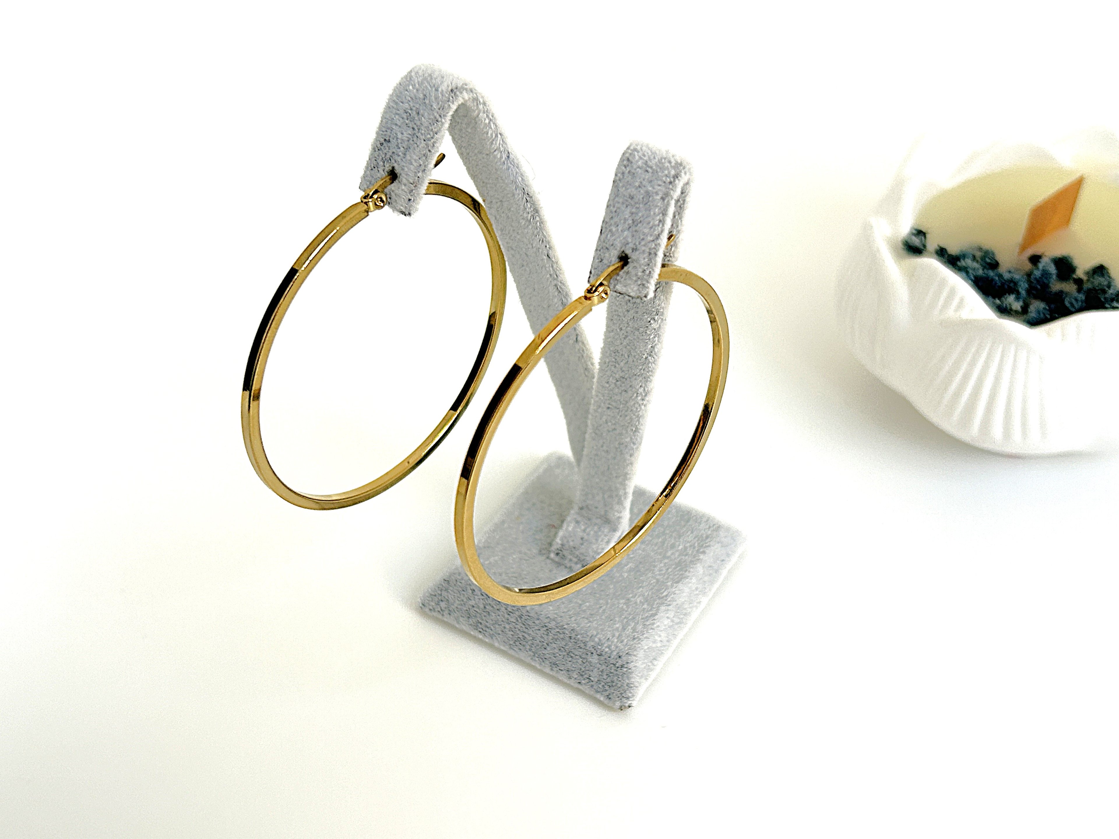 ATA 50mm Halka Çelik Küpe Gold&Silver Design