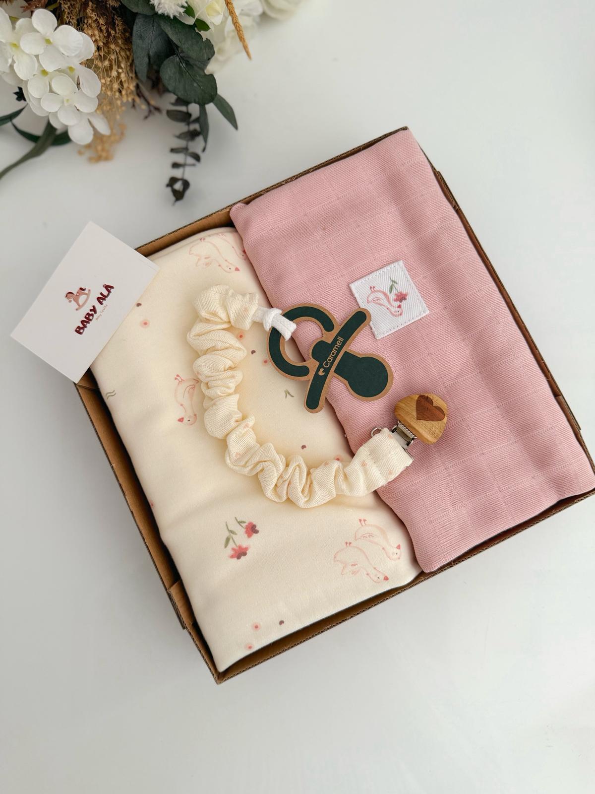 Organik 2li Battaniye Seti Gül kurusu 