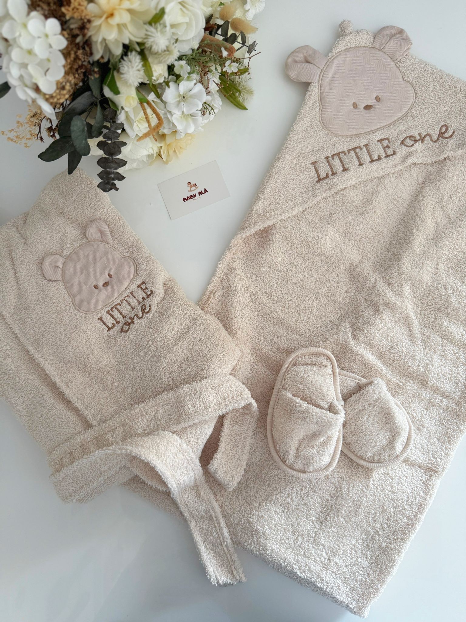 Erkek Bebek Little One Organik Bornoz Seti