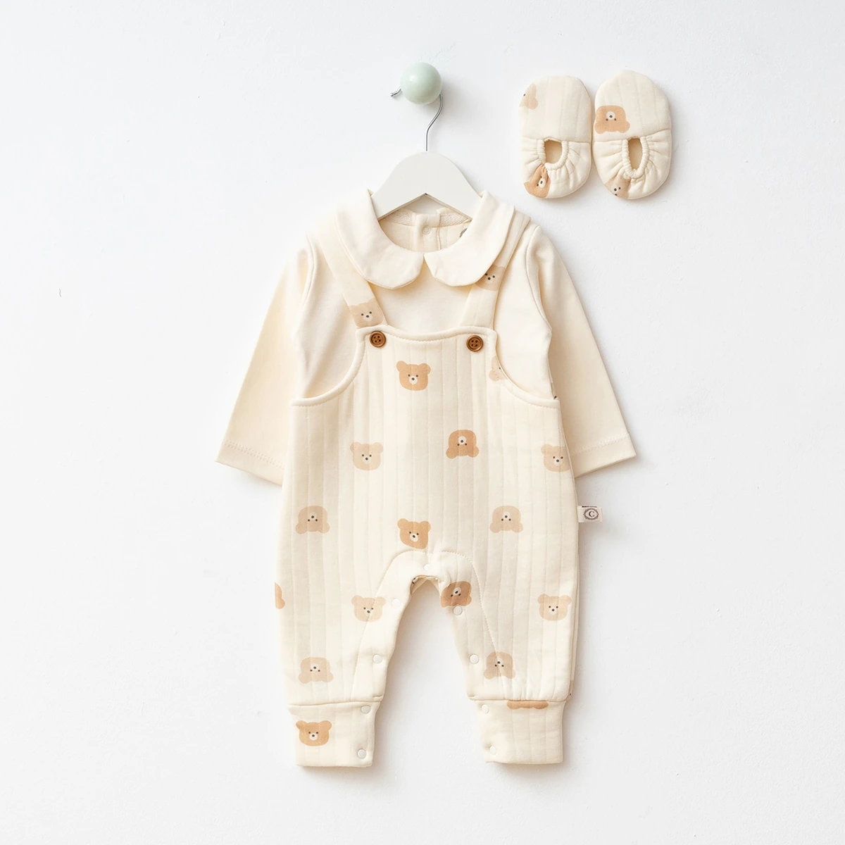 Ayıcık Detaylı Kapitone Unisex Patikli  Salopet 