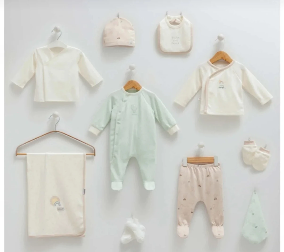 Balon Detaylı %100 Organik 10 Parça Hastane Çıkış Seti