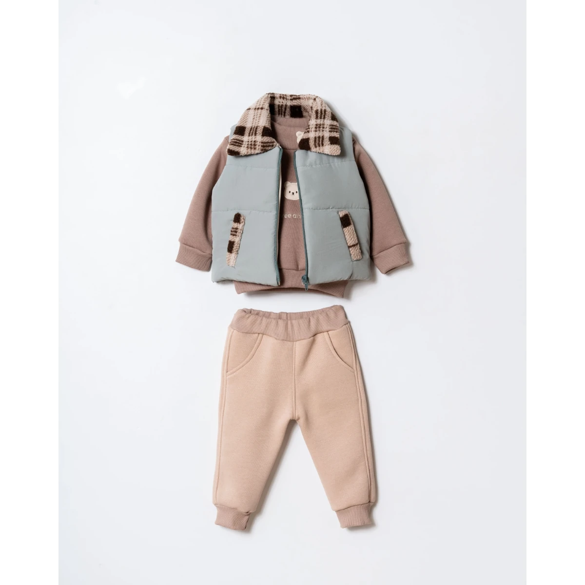 Erkek Bebek Şişme Yelekli 3lü Takım