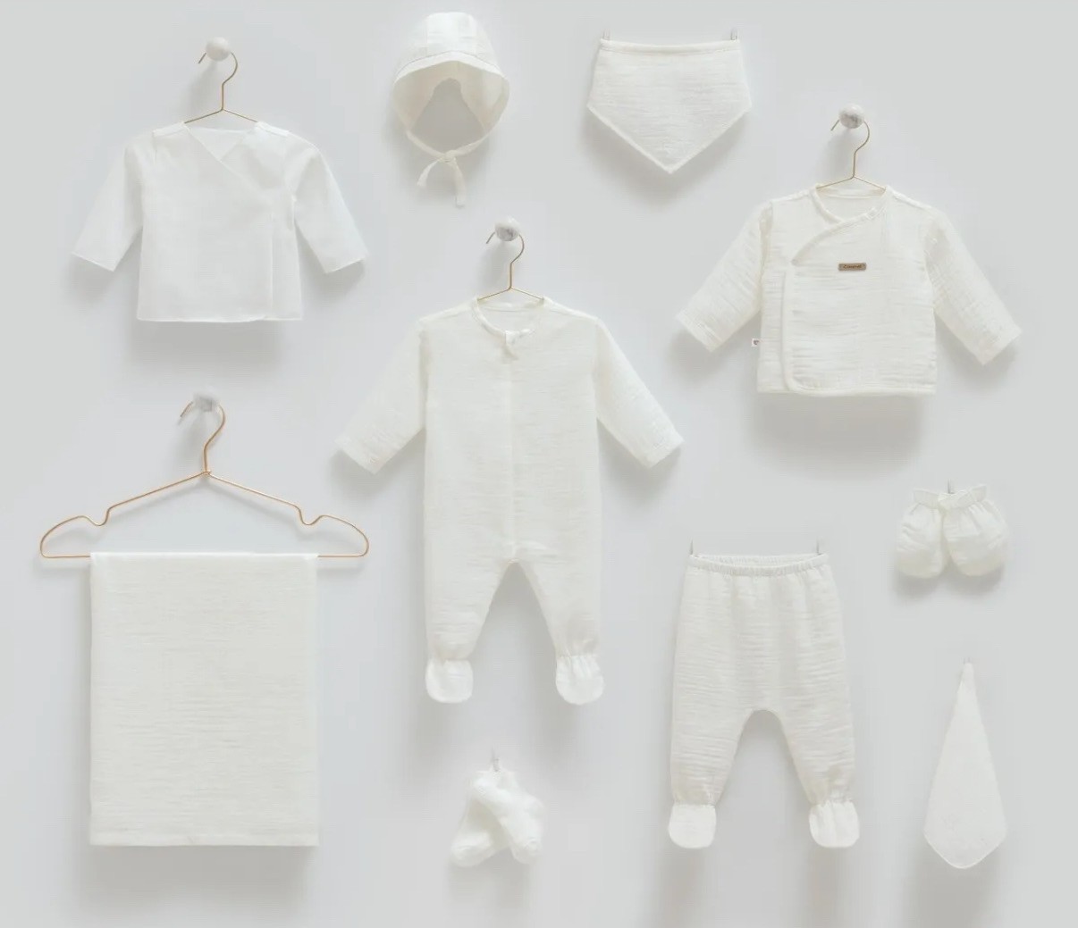 Unisex %100 Organik Müslin 10 parça hastane çıkış seti 