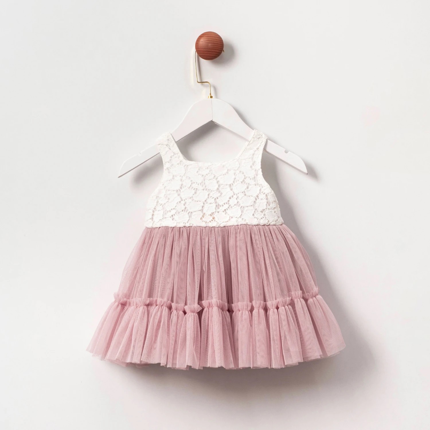 Kız Bebek Mürdüm Cherry Kurdeleli Elbise 