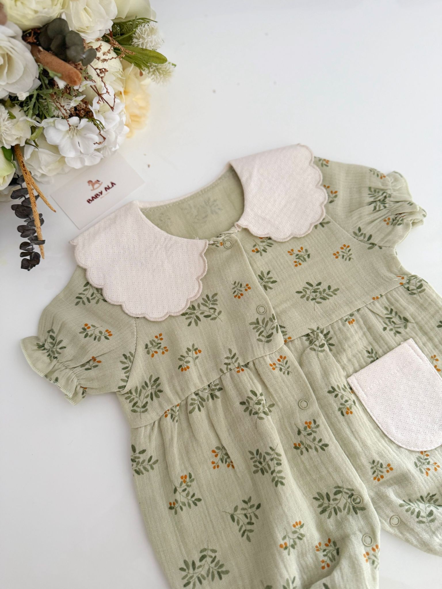 Kız Bebek Müslin Tulum Yeşil 