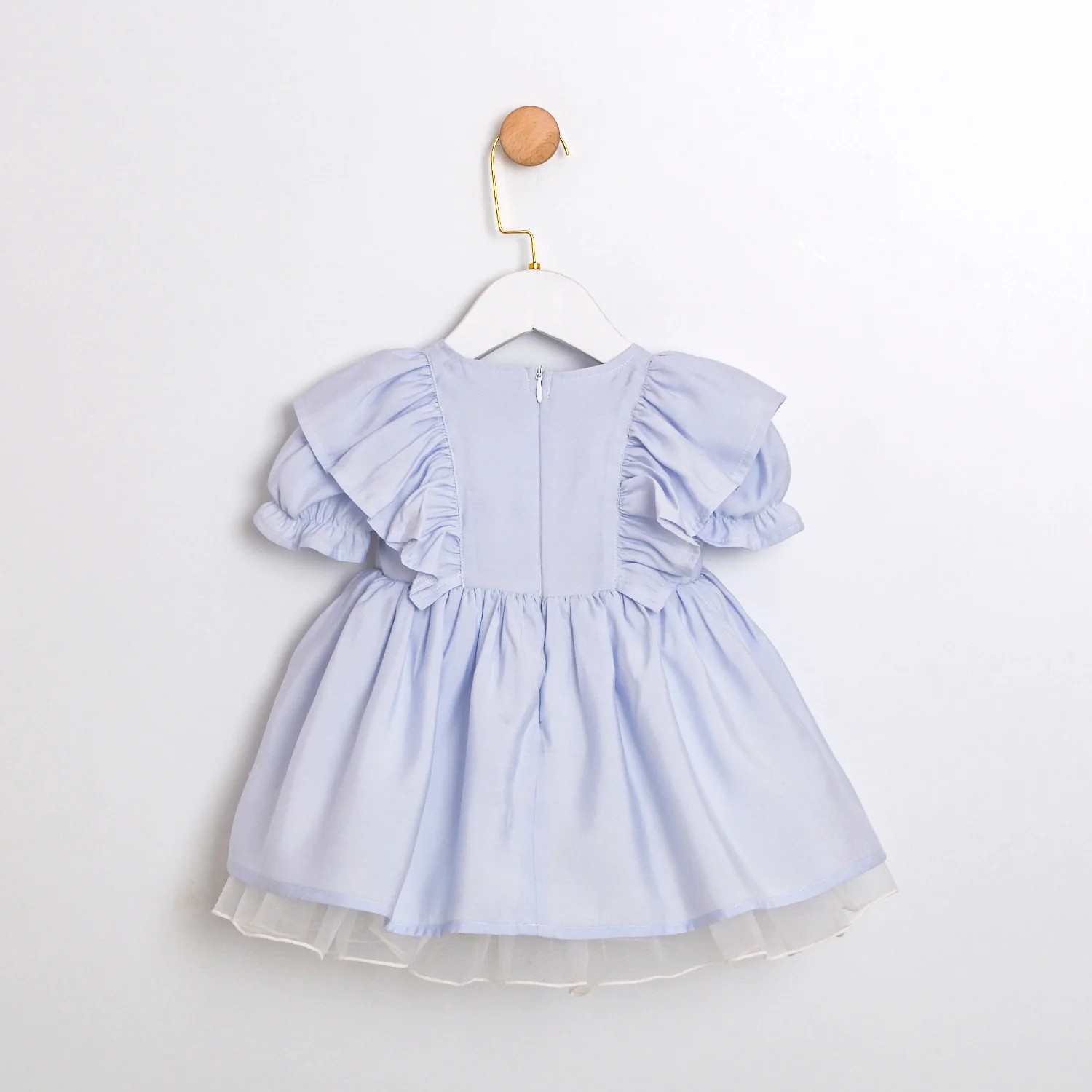 Kız Bebek Çiçek Nakışlı Elbise Blue 