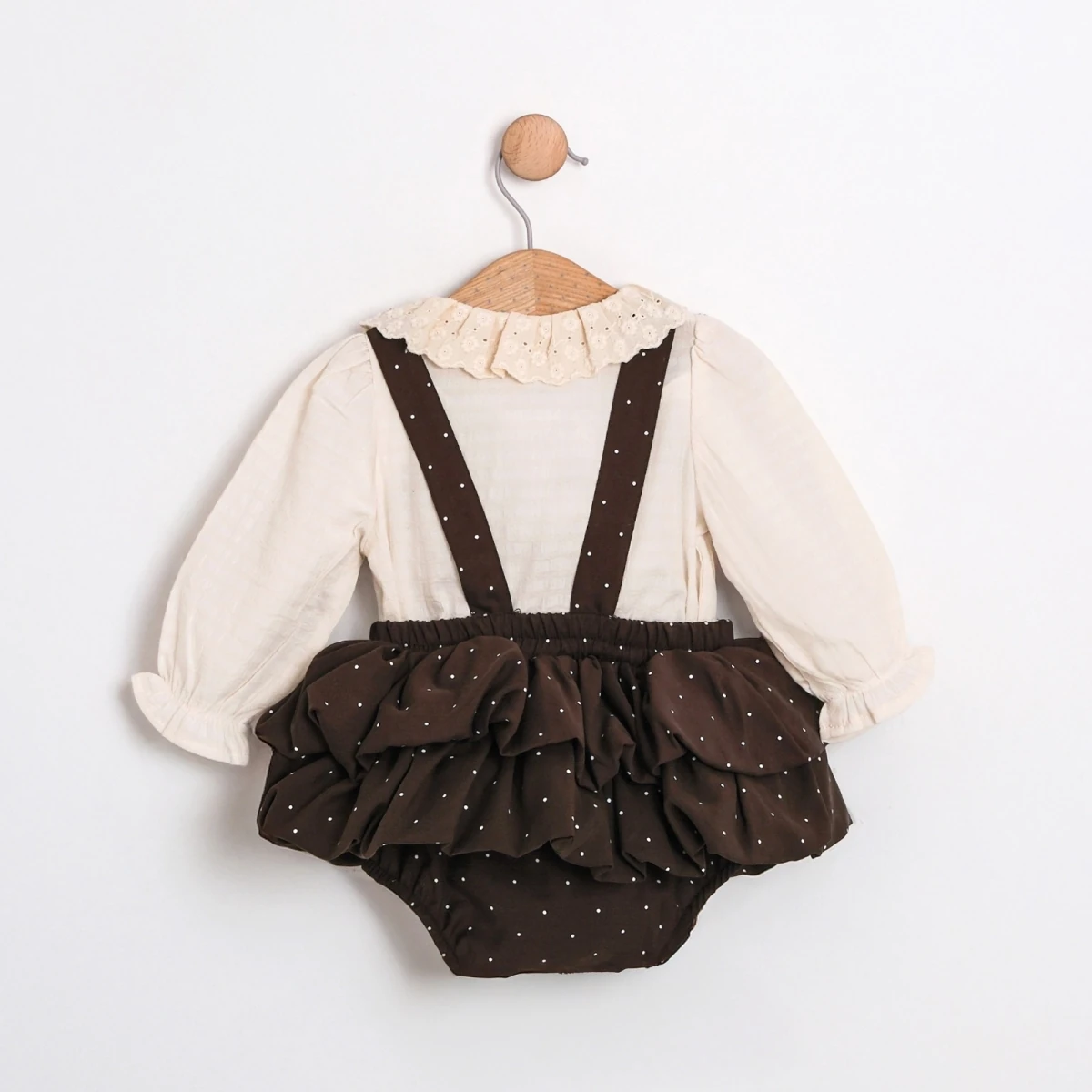 Kız Bebek Puantiye Romper Kurdeleli 2li Takım 