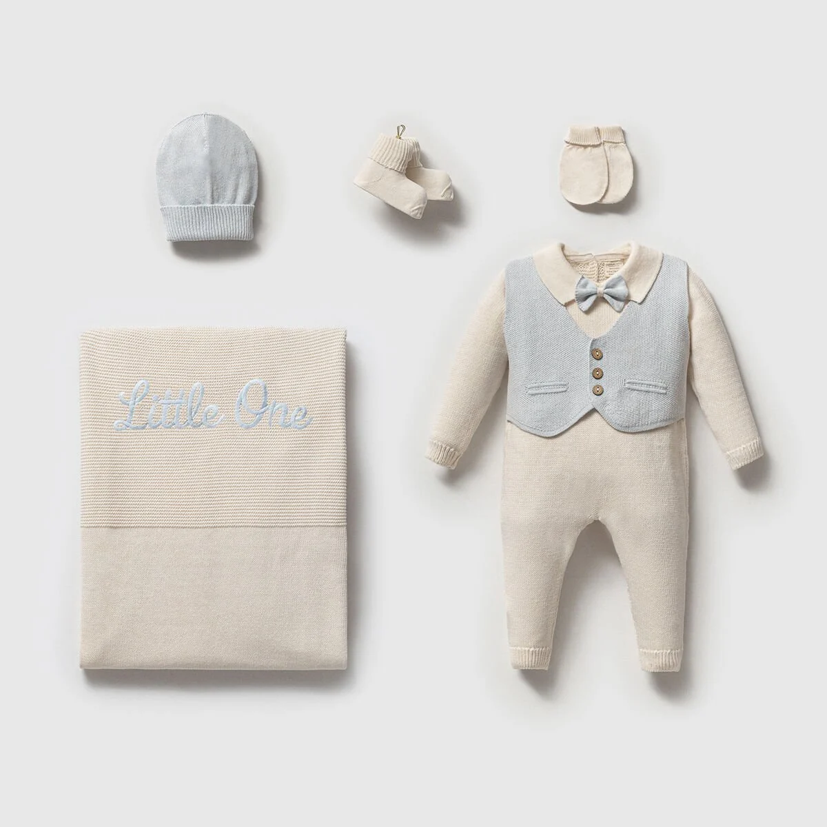 Erkek Bebek Little One Organik Triko 5li Set Mavi