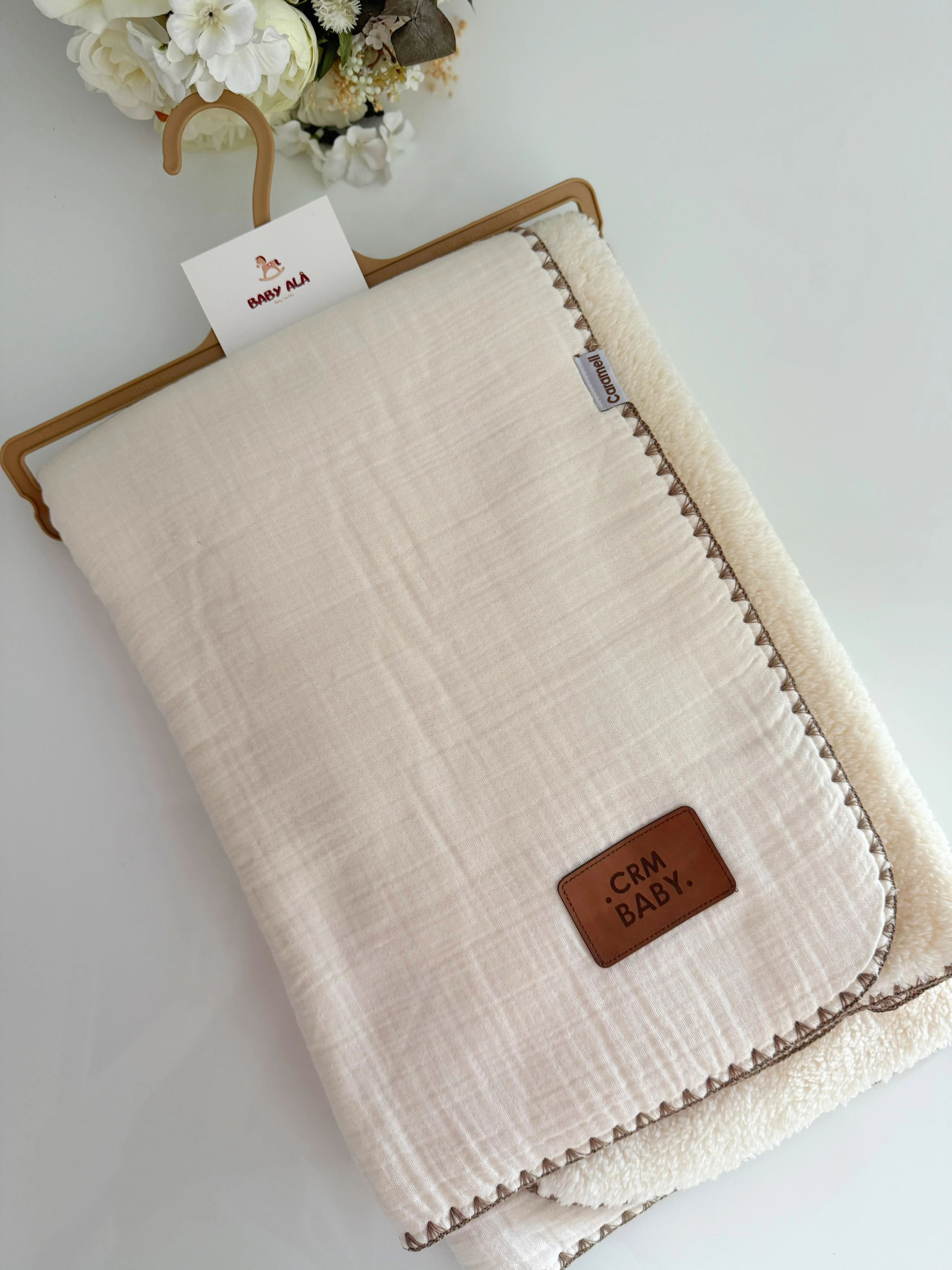 Organik Dışı Müslin İç Kısmı Welsoft battaniye Krem