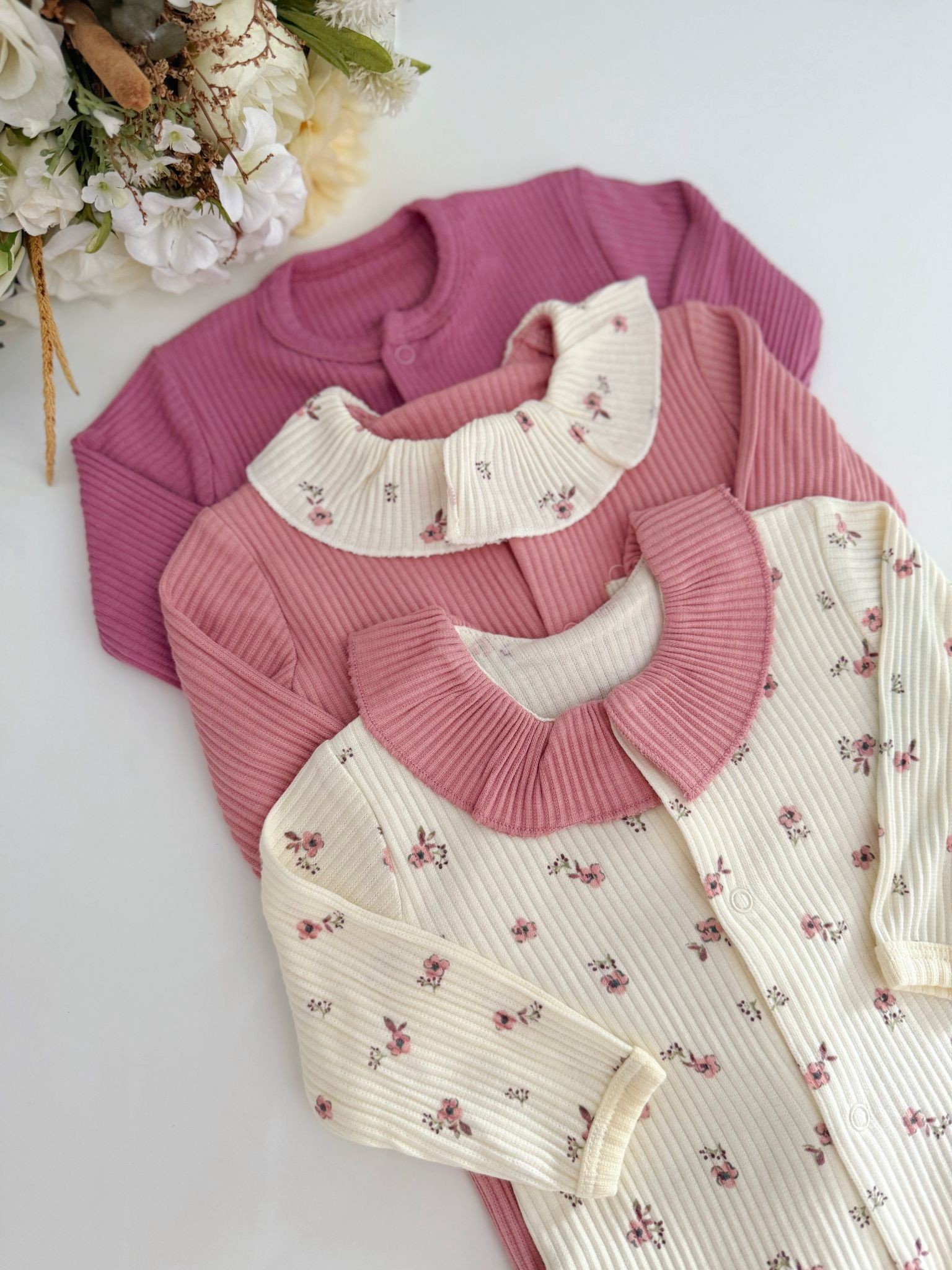Kız Bebek Flowers 3lü Tulumlar 