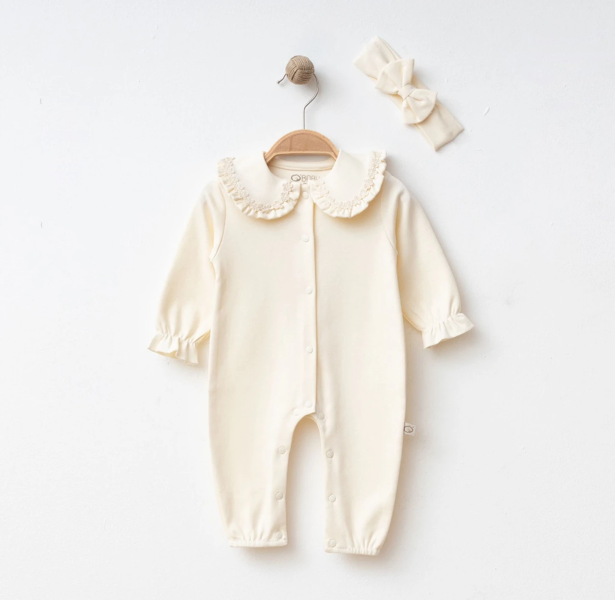 Kız Bebek Dantel Yakalı Tulum %100 Pamuklu