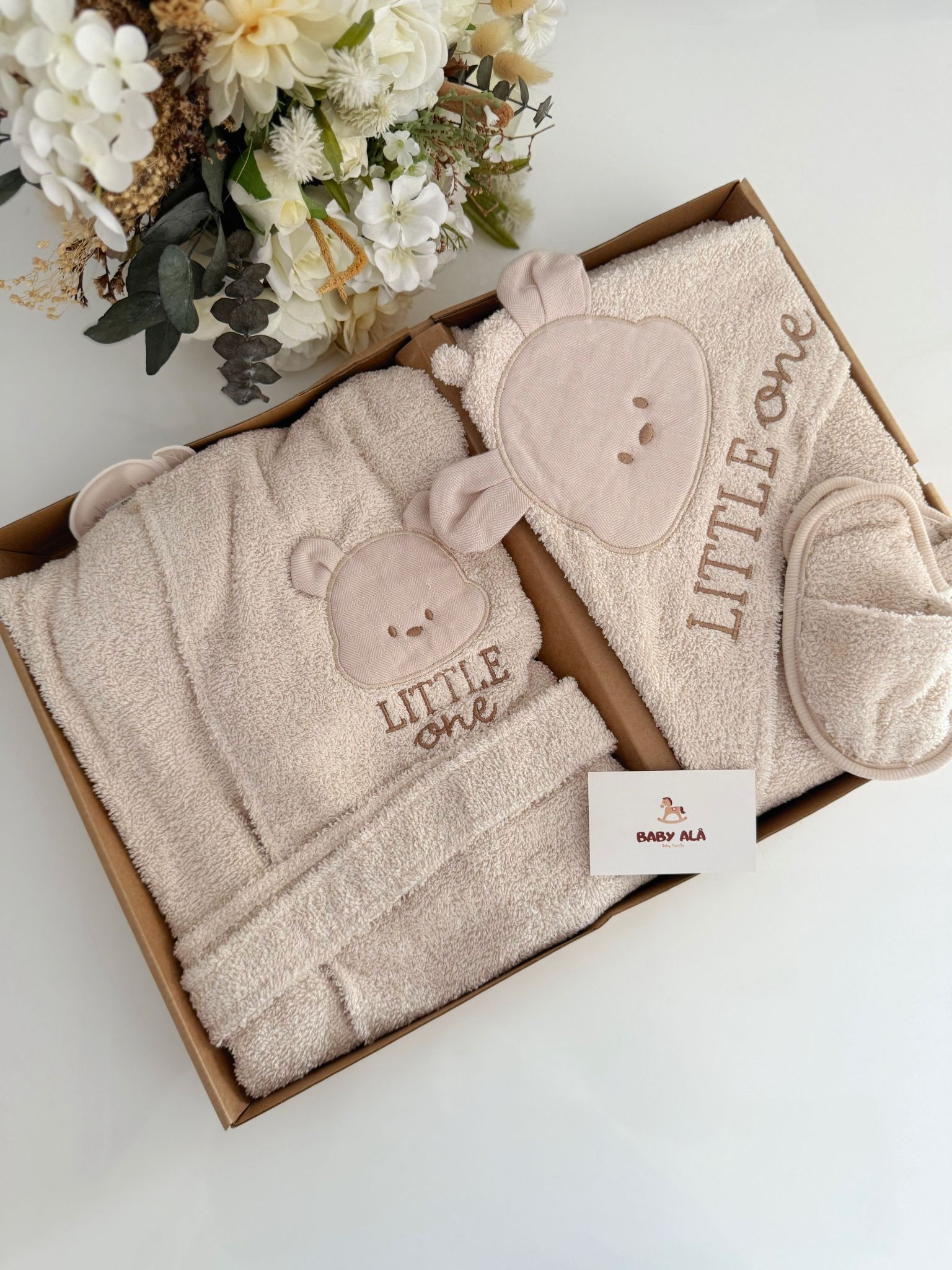 Erkek Bebek Little One Organik Bornoz Seti