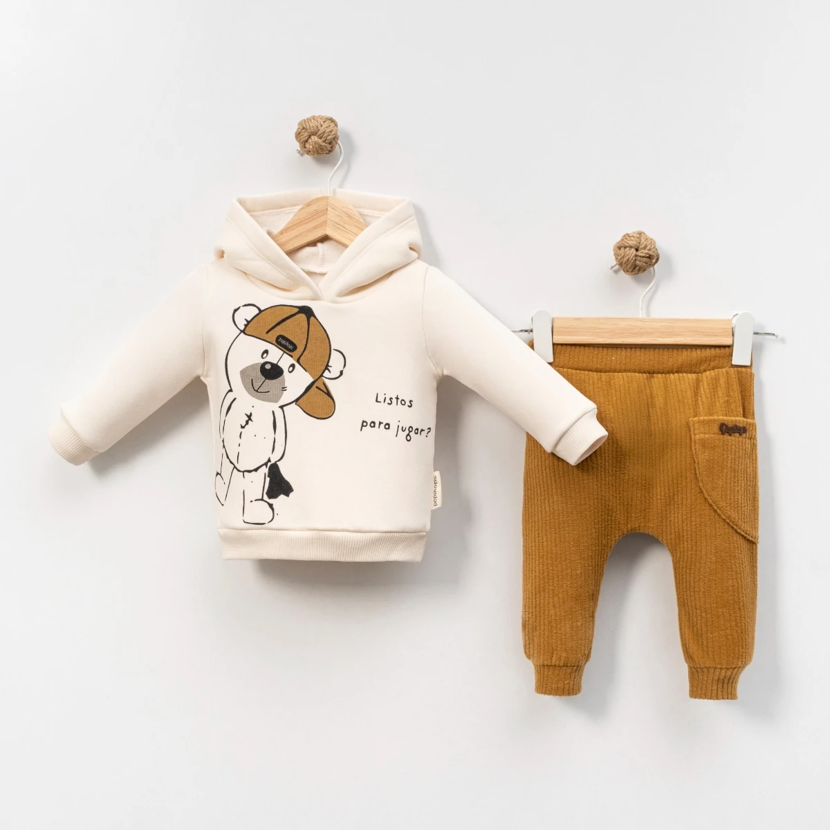 Erkek Bebek Kapüşonlu 2li Takım