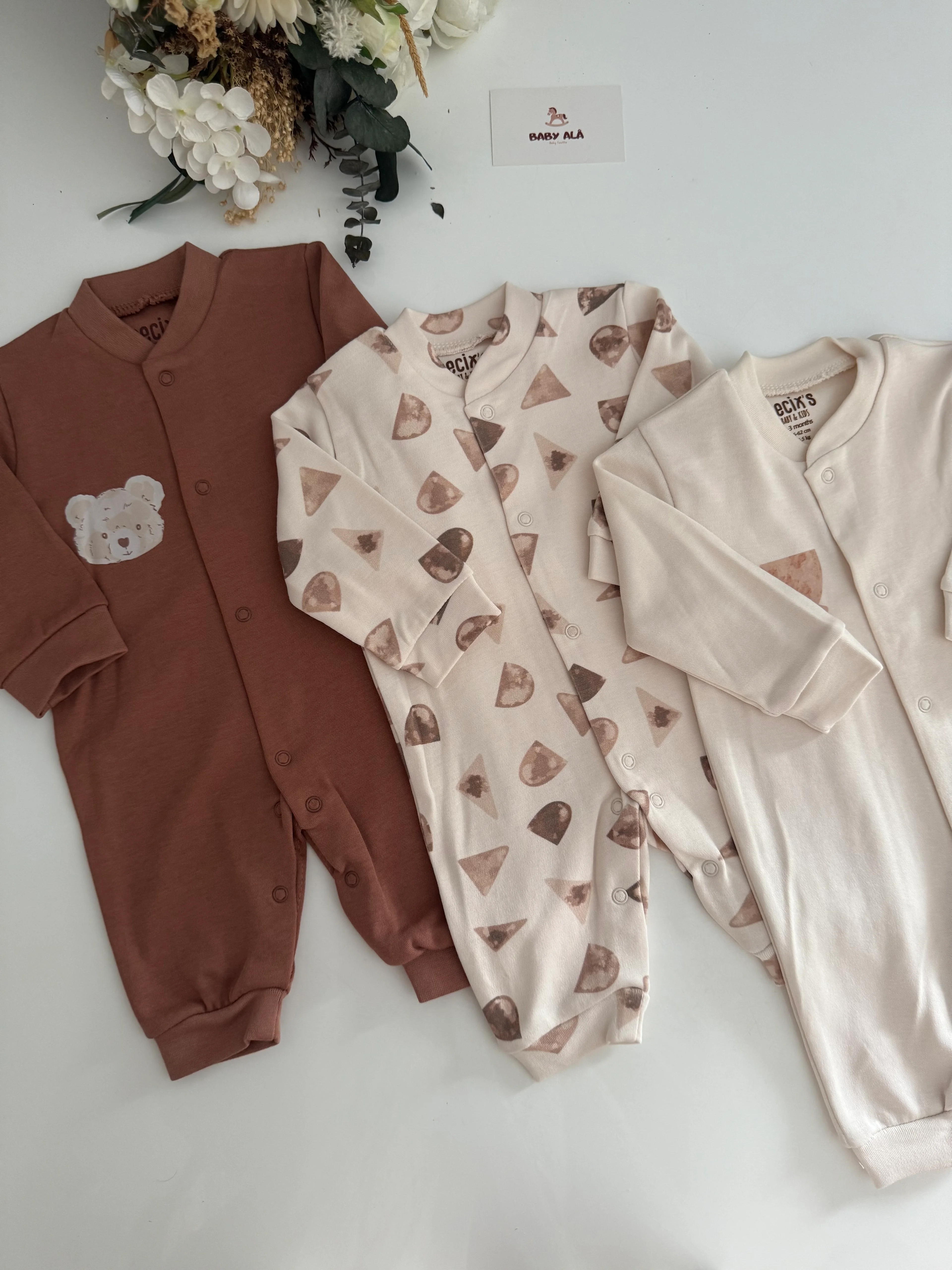 Sevimli Ayıcık Detaylı 3’lü Tulum Set